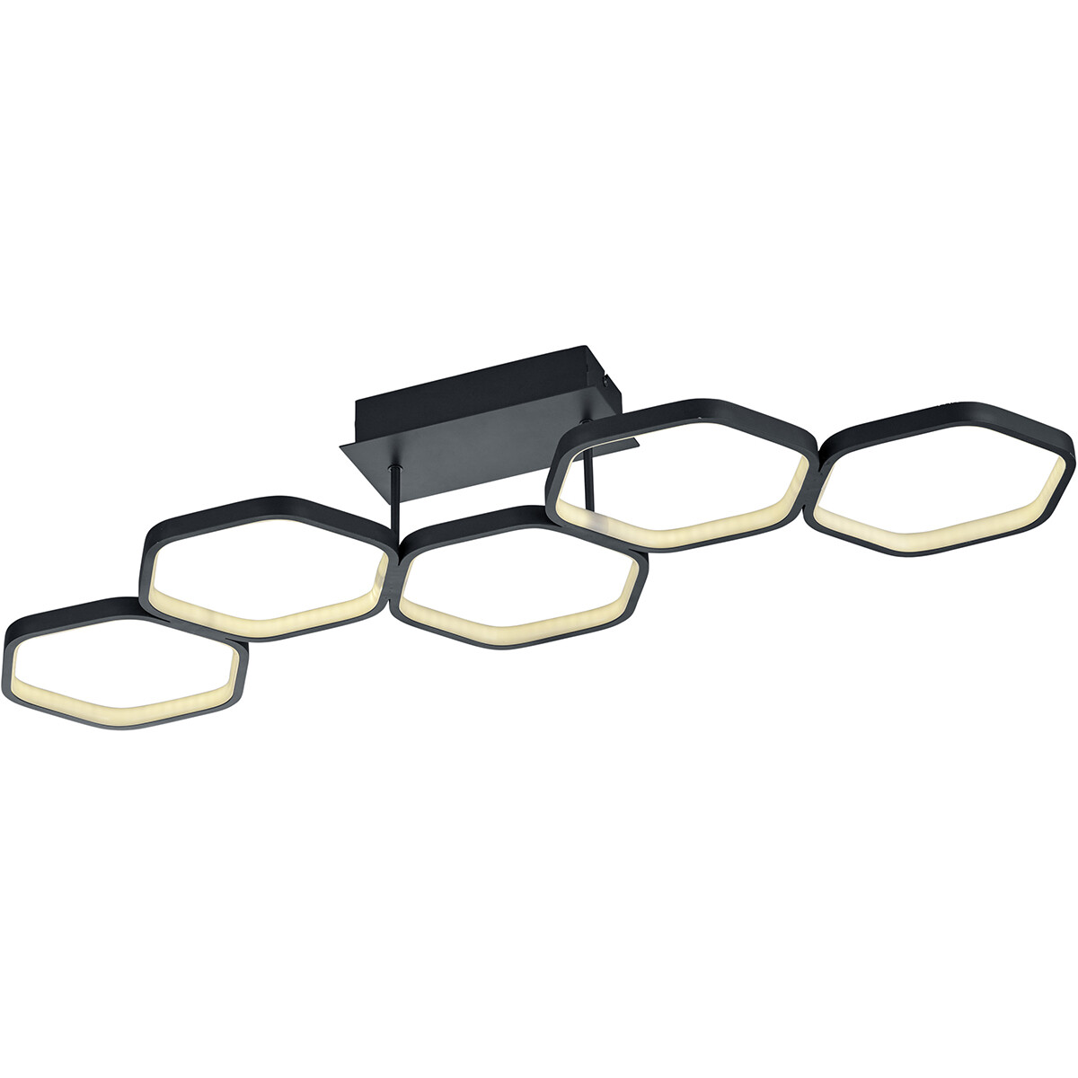 Plafonnier LED - Trion Vigon - 24W - Blanc Chaud 3000K - Dimmable - Rectangle - Mat Anthracite - Aluminium