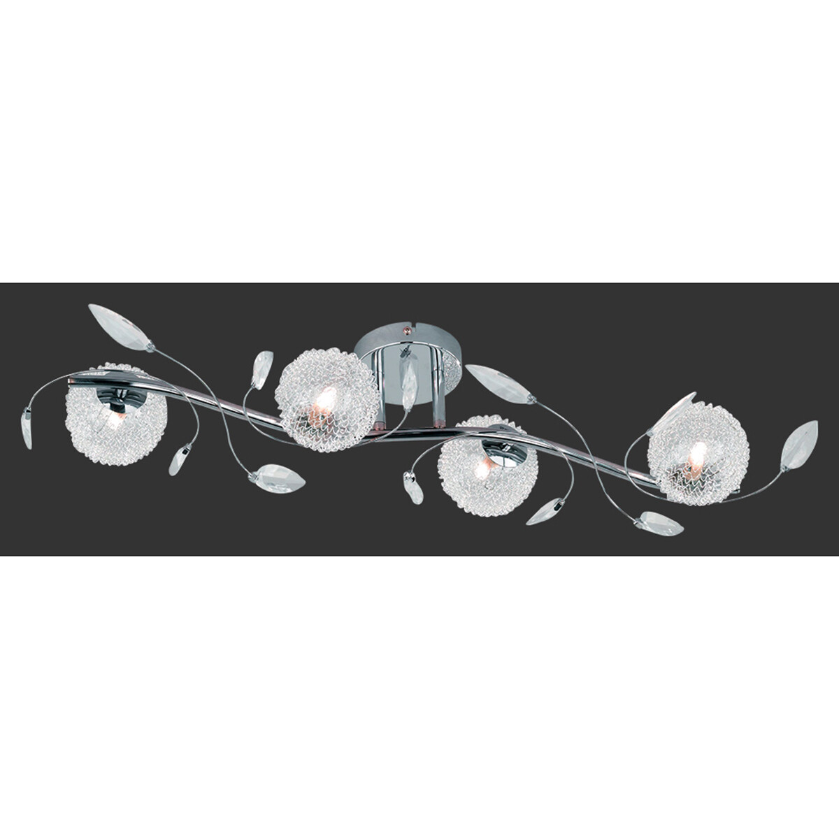 Plafonnier LED - Trion Ware - Douille G9 - 4-lumières - Rectangle - Chrome Brillant - Aluminium