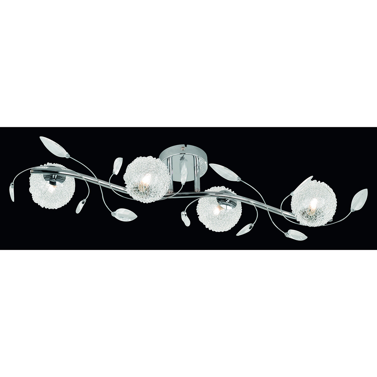 Plafonnier LED - Trion Ware - Douille G9 - 4-lumières - Rectangle - Chrome Brillant - Aluminium