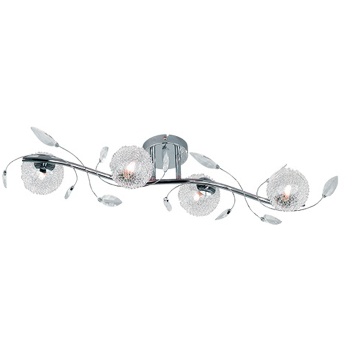 Plafonnier LED - Trion Ware - Douille G9 - 4-lumières - Rectangle - Chrome Brillant - Aluminium