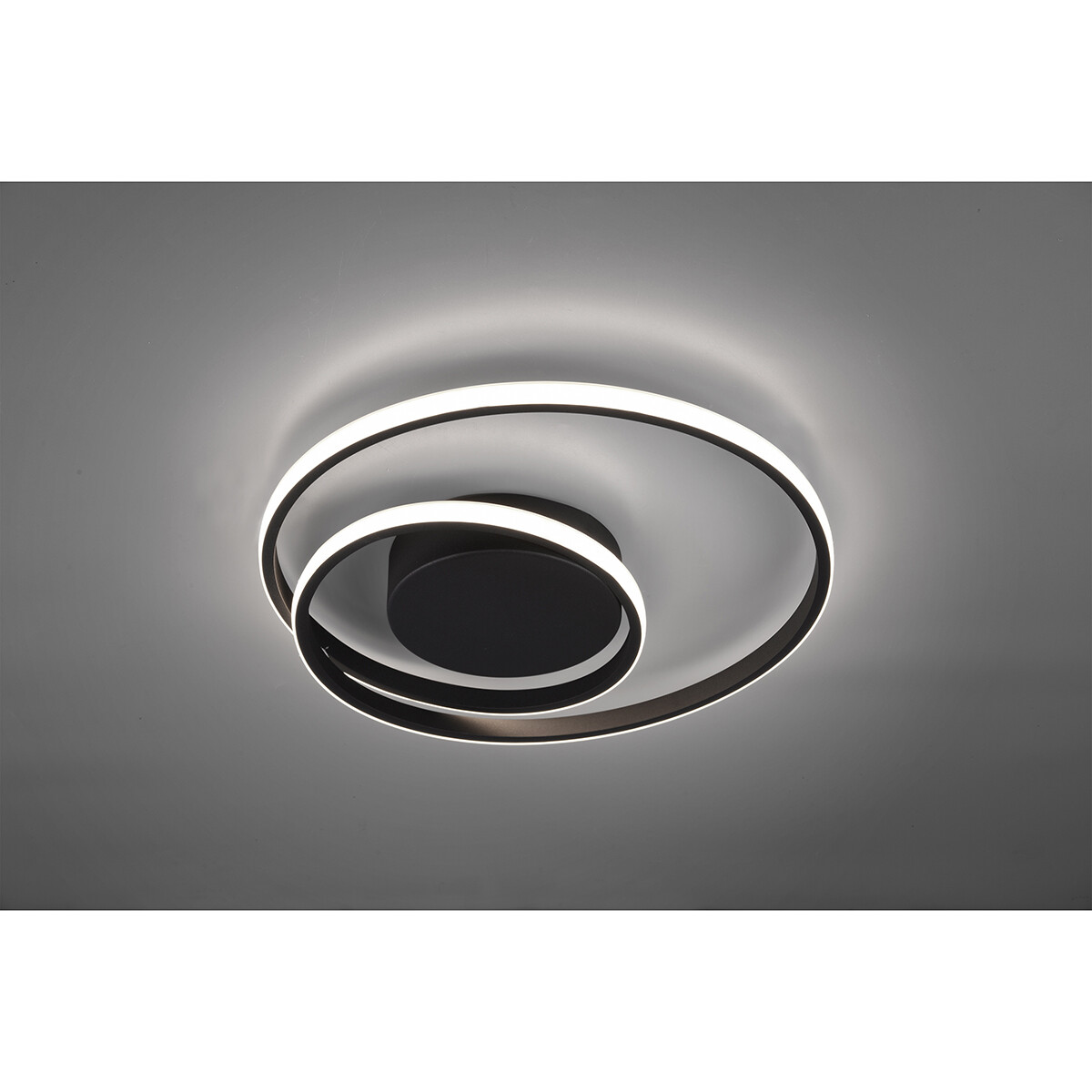 Plafonnier LED - Trion Zobun - 22W - Blanc Chaud 3000K - Dimmable - Rond - Mat Noir - Aluminium