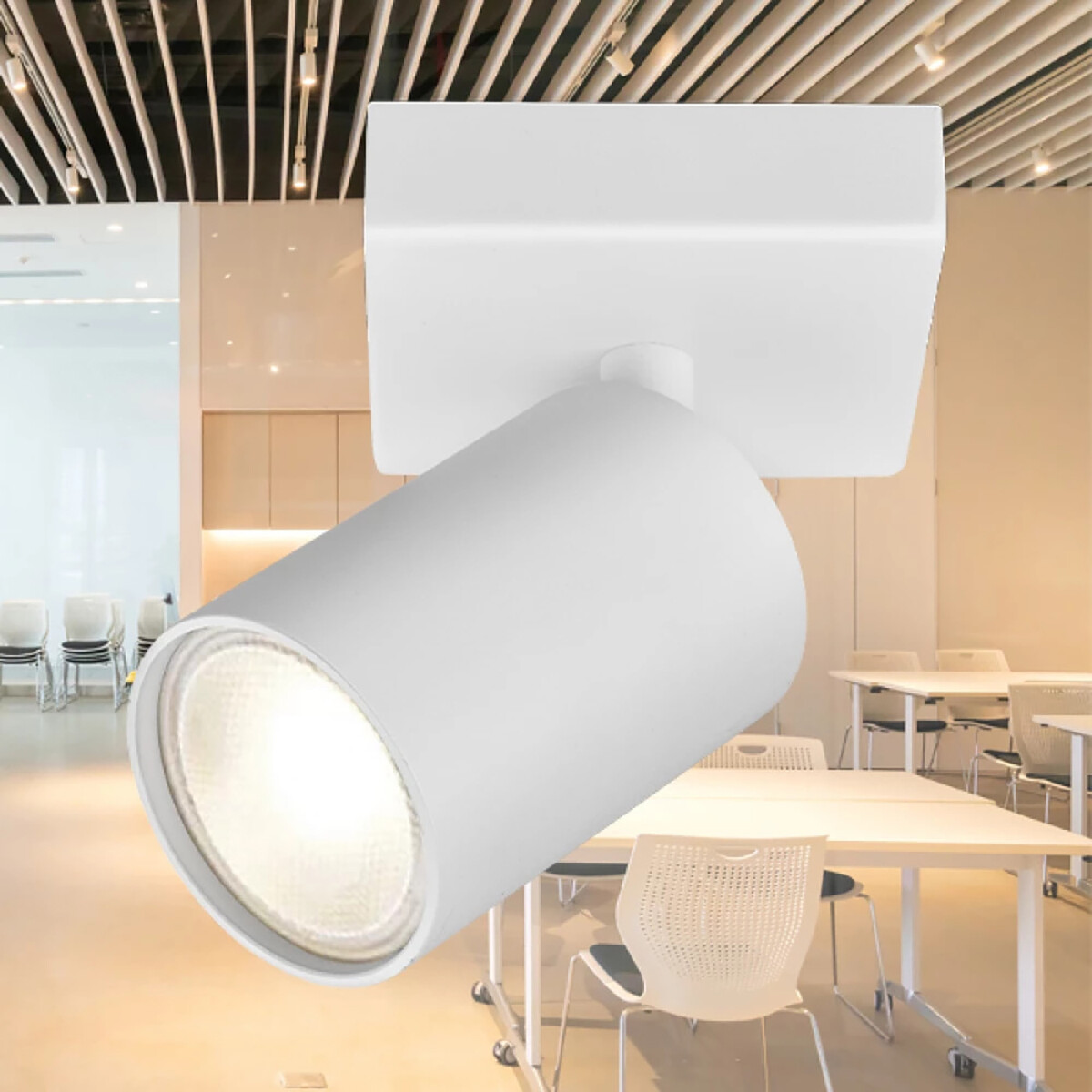 Spot de plafond LED - Brinton Betin - Douille GU10 - 1-lumière - Rond - Mat Blanc - Inclinable - Aluminium