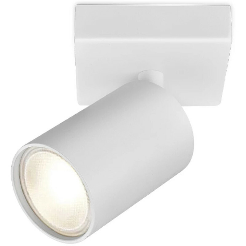 Spot de plafond LED - Brinton Betin - Douille GU10 - 1-lumière - Rond - Mat Blanc - Inclinable - Aluminium - Philips - CorePro 827 36D - 3.5W - Blanc Chaud 2700K