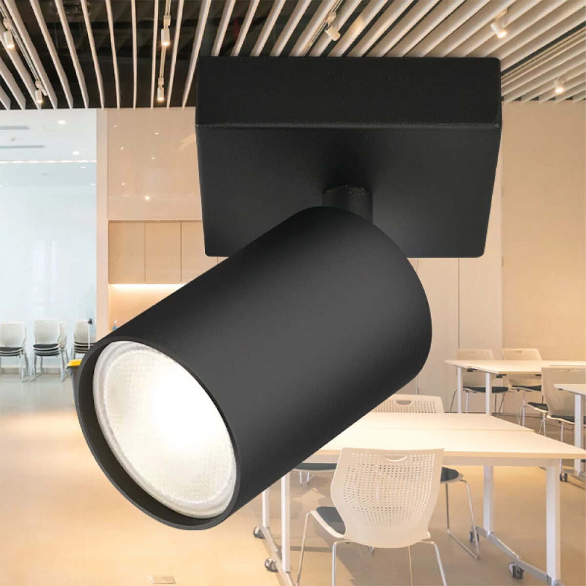 Spot de plafond LED - Brinton Betin - Douille GU10 - 1-lumière - Rond - Mat Noir - Inclinable - Aluminium