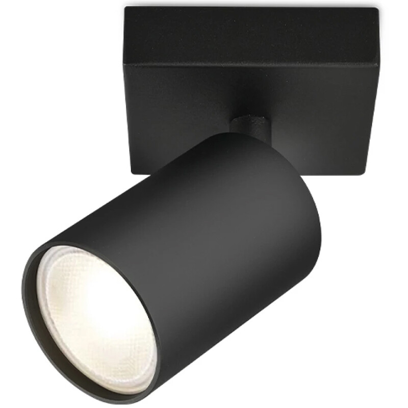 Spot de plafond LED - Brinton Betin - Douille GU10 - 1-lumière - Rond - Mat Noir - Inclinable - Aluminium