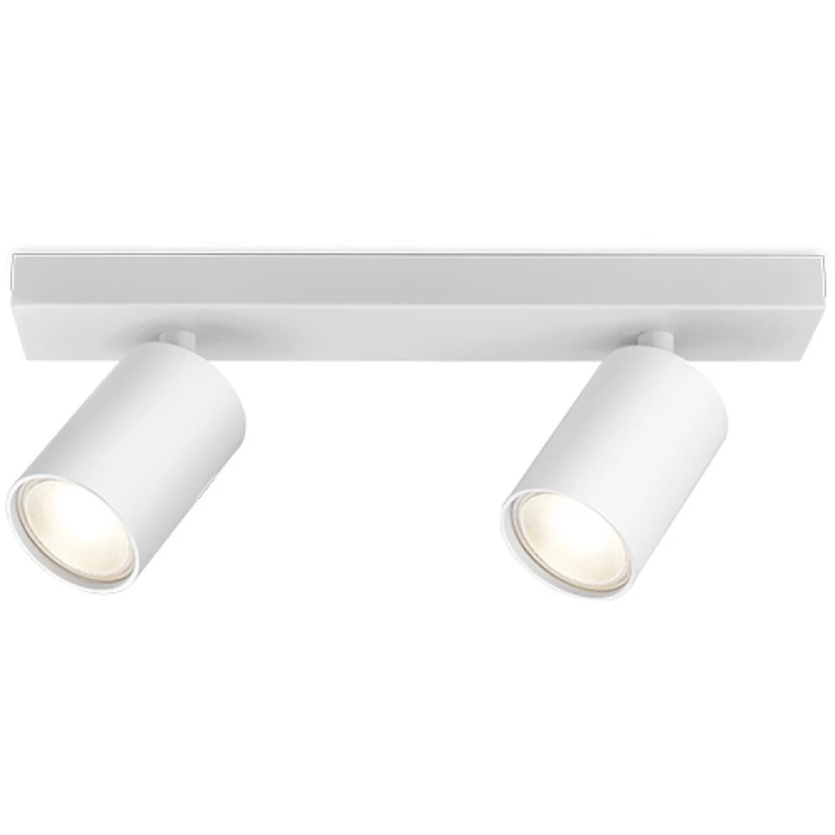 Spot de plafond LED - Brinton Betin - Douille GU10 - 2-lumières - Rond - Mat Blanc - Inclinable - Aluminium - Philips - CorePro 827 36D - Dimmable - 10W - Blanc Chaud 2700K