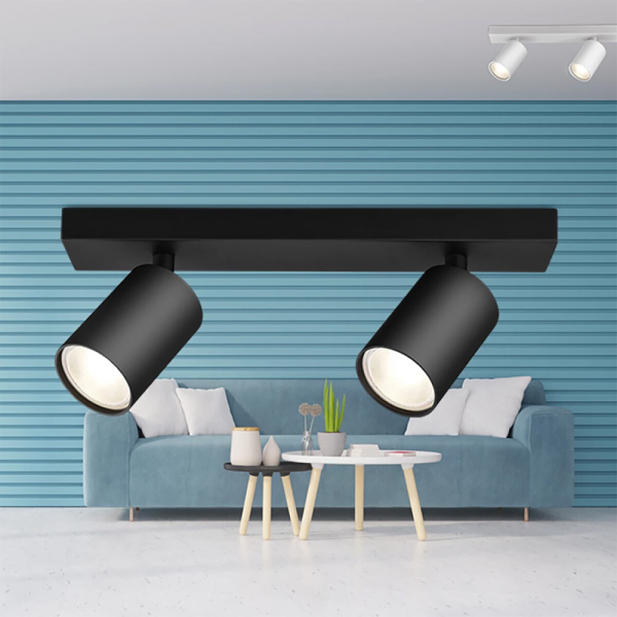 Spot de plafond LED - Brinton Betin - Douille GU10 - 2-lumières - Rond - Mat Noir - Inclinable - Aluminium