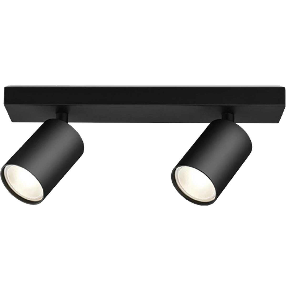 Spot de plafond LED - Brinton Betin - Douille GU10 - 2-lumières - Rond - Mat Noir - Inclinable - Aluminium - Philips - CorePro 830 36D - Dimmable - 10W - Blanc Chaud 3000K