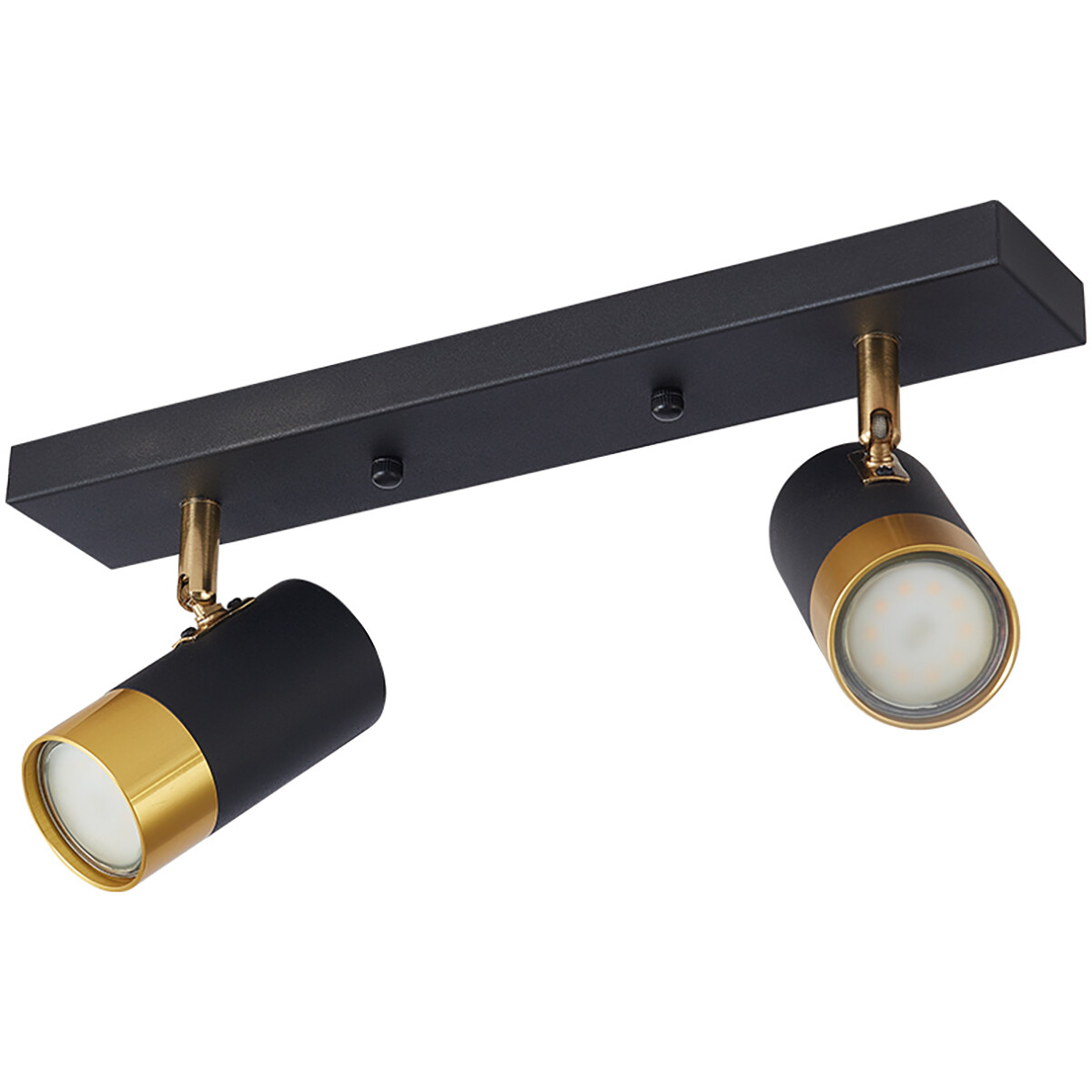 LED Spot Plafonnier - Brinton Tronta - GU10 Douille - 2-spots - Orientable - Rond/Rectangulaire - Noir/Or