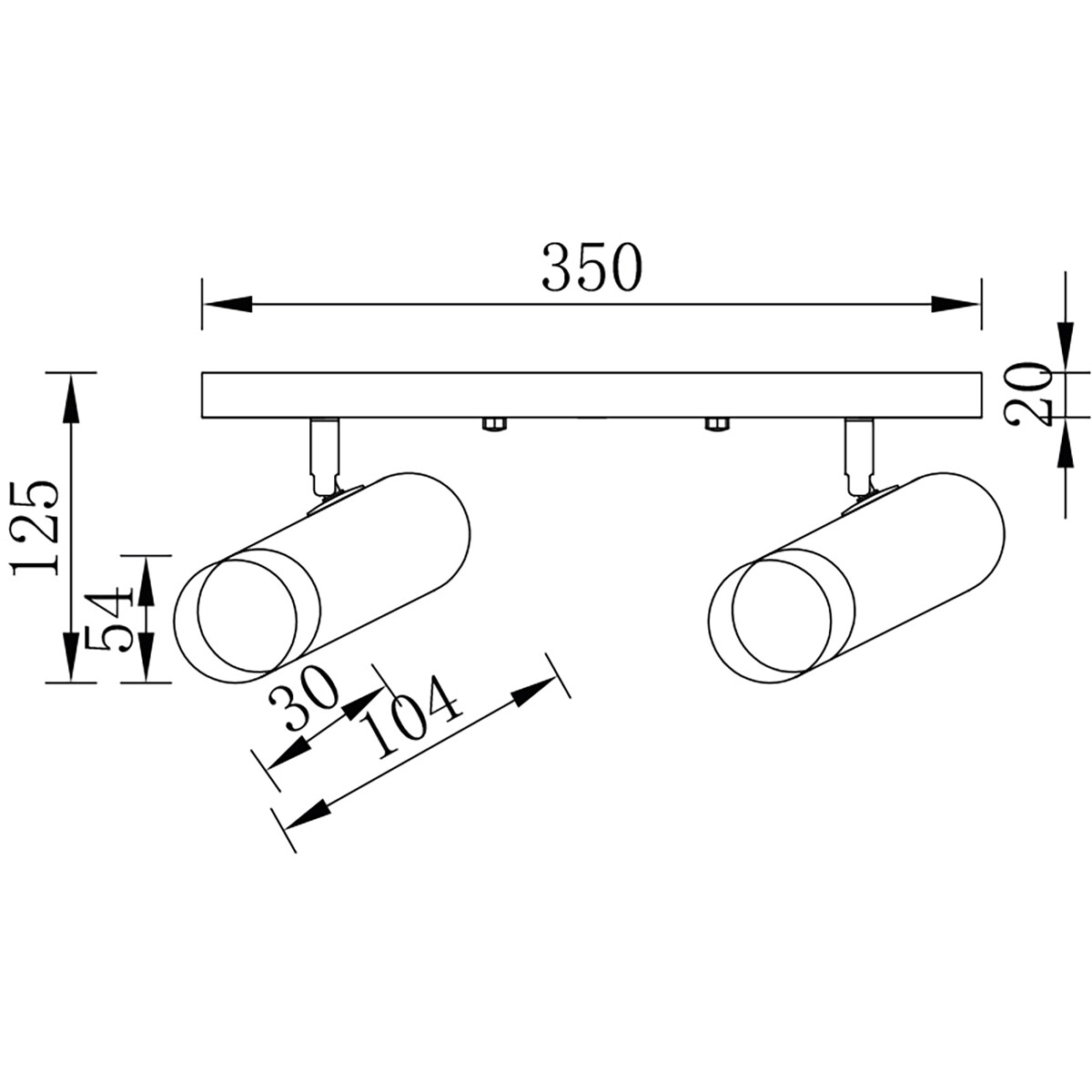 LED Spot Plafonnier - Brinton Tronta - GU10 Douille - 2-spots - Orientable - Rond/Rectangulaire - Noir/Or