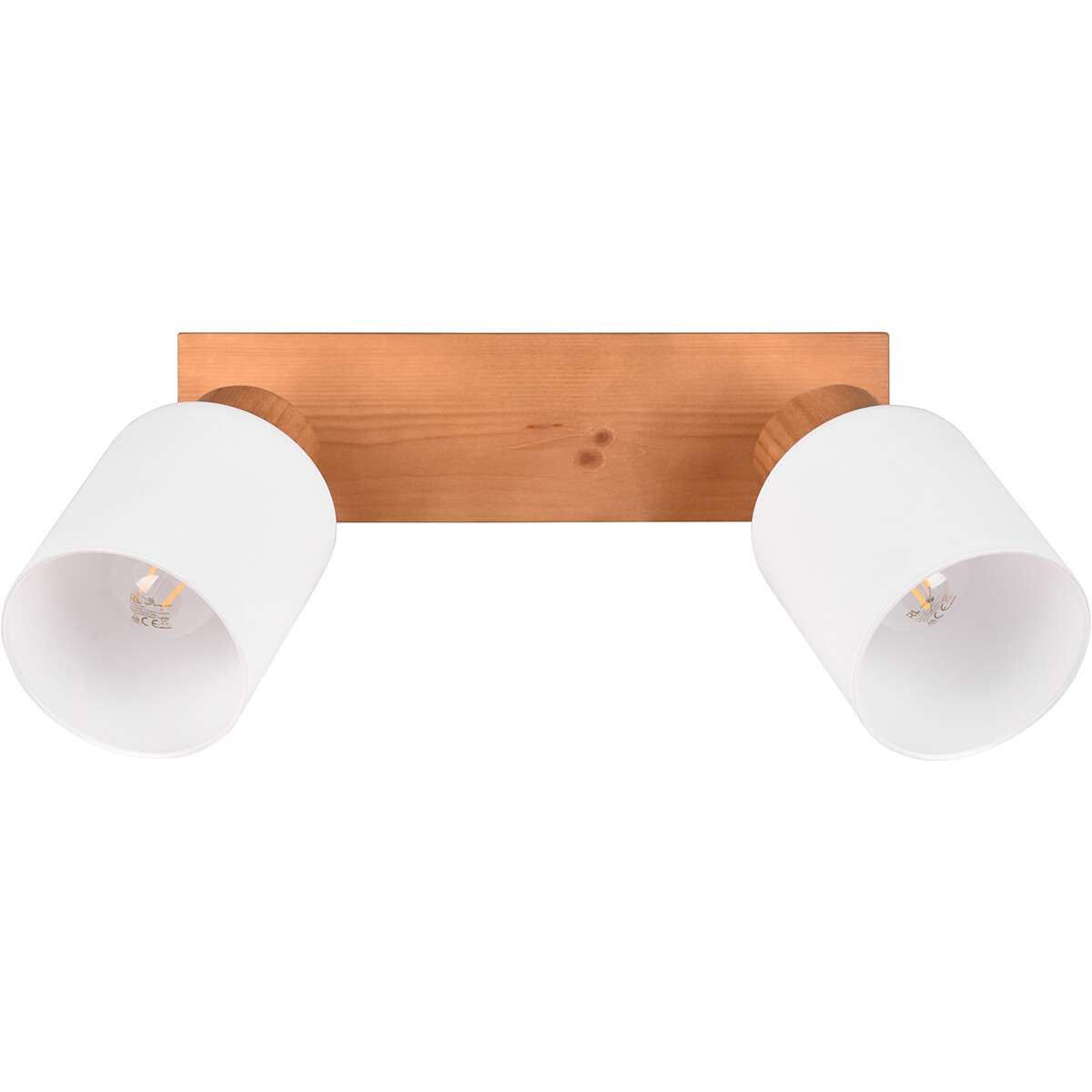 Spot de plafond LED - Éclairage de Plafond - Trion Asmara - Douille E14 - 2-lumières - Rectangle - Mat Brun - Bois