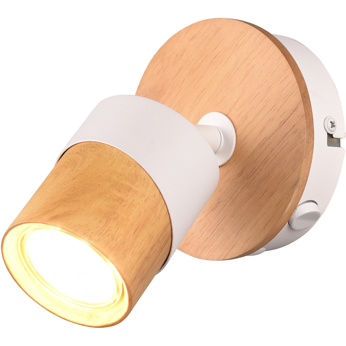 Spot LED de plafond - Trion Arnia - Douille GU10 - 1 lumière - Rond - Bois/Blanc - Bois naturel