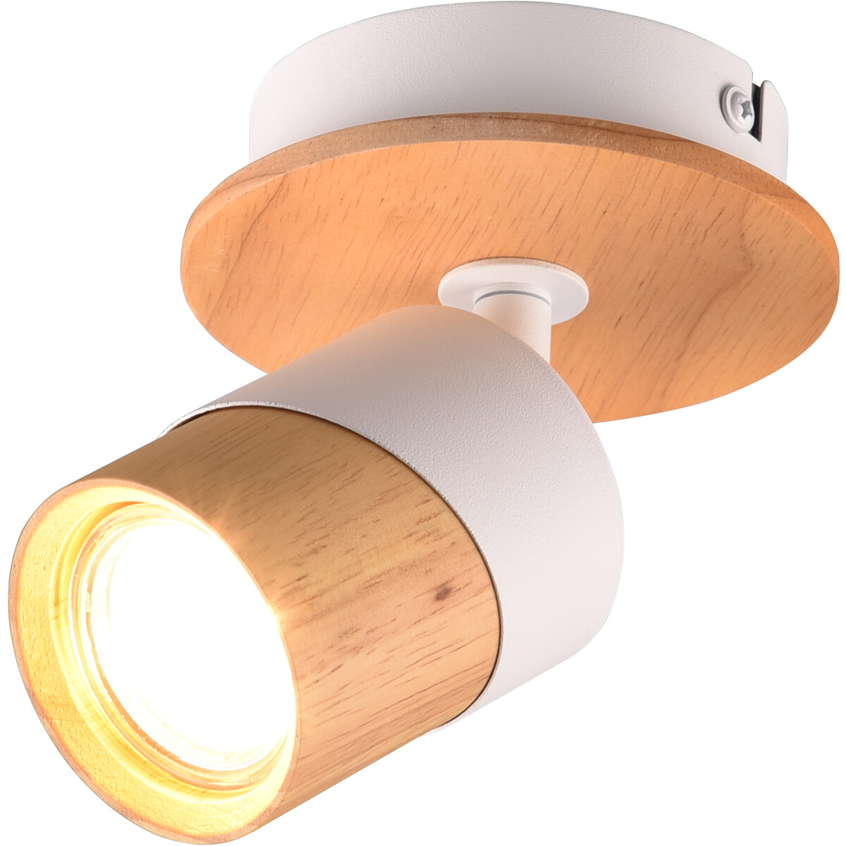 Spot LED de plafond - Trion Arnia - Douille GU10 - 1 lumière - Rond - Bois/Blanc - Bois naturel