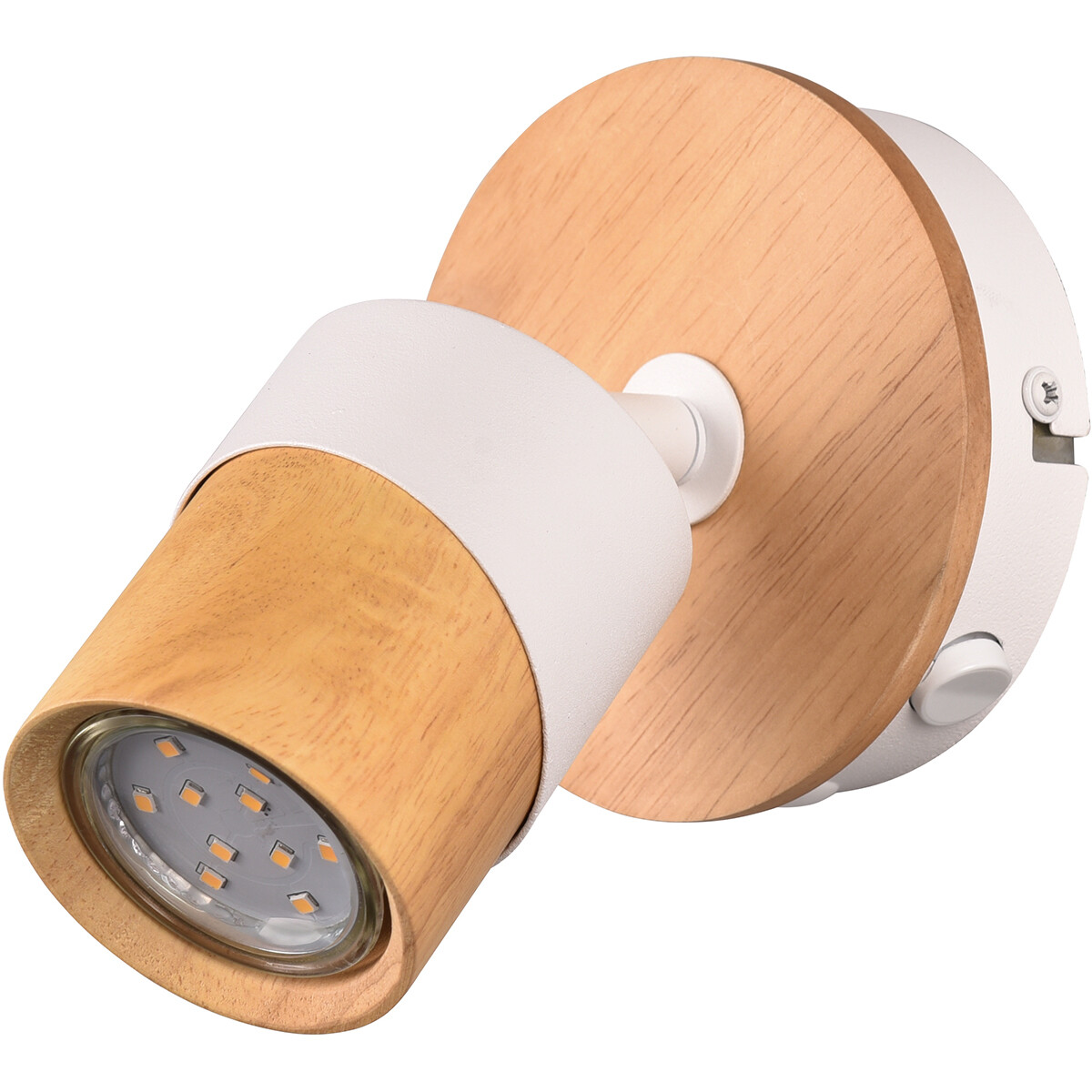 Spot LED de plafond - Trion Arnia - Douille GU10 - 1 lumière - Rond - Bois/Blanc - Bois naturel