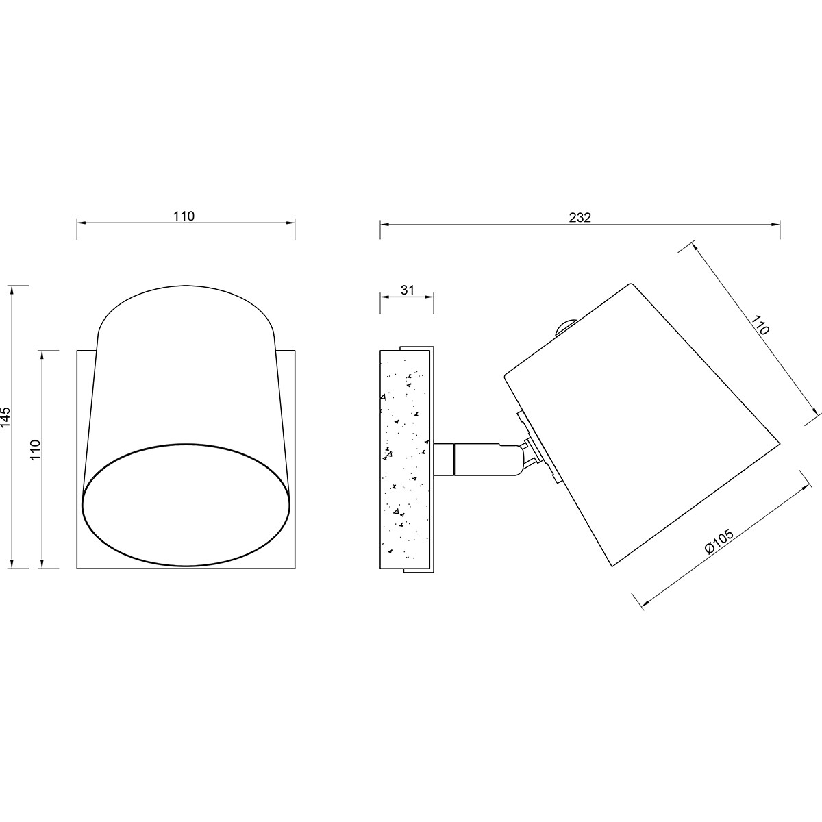 Spot Applique LED - Trion Bimm - Douille E14 - 1-lumière - Rond - Nickel Antique - Aluminium