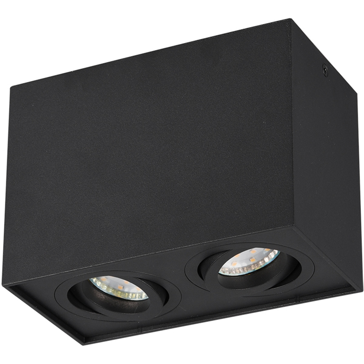 Spot de plafond LED - Trion Bisqy - Douille GU10 - 2-lumières - Rectangle - Mat Noir - Aluminium