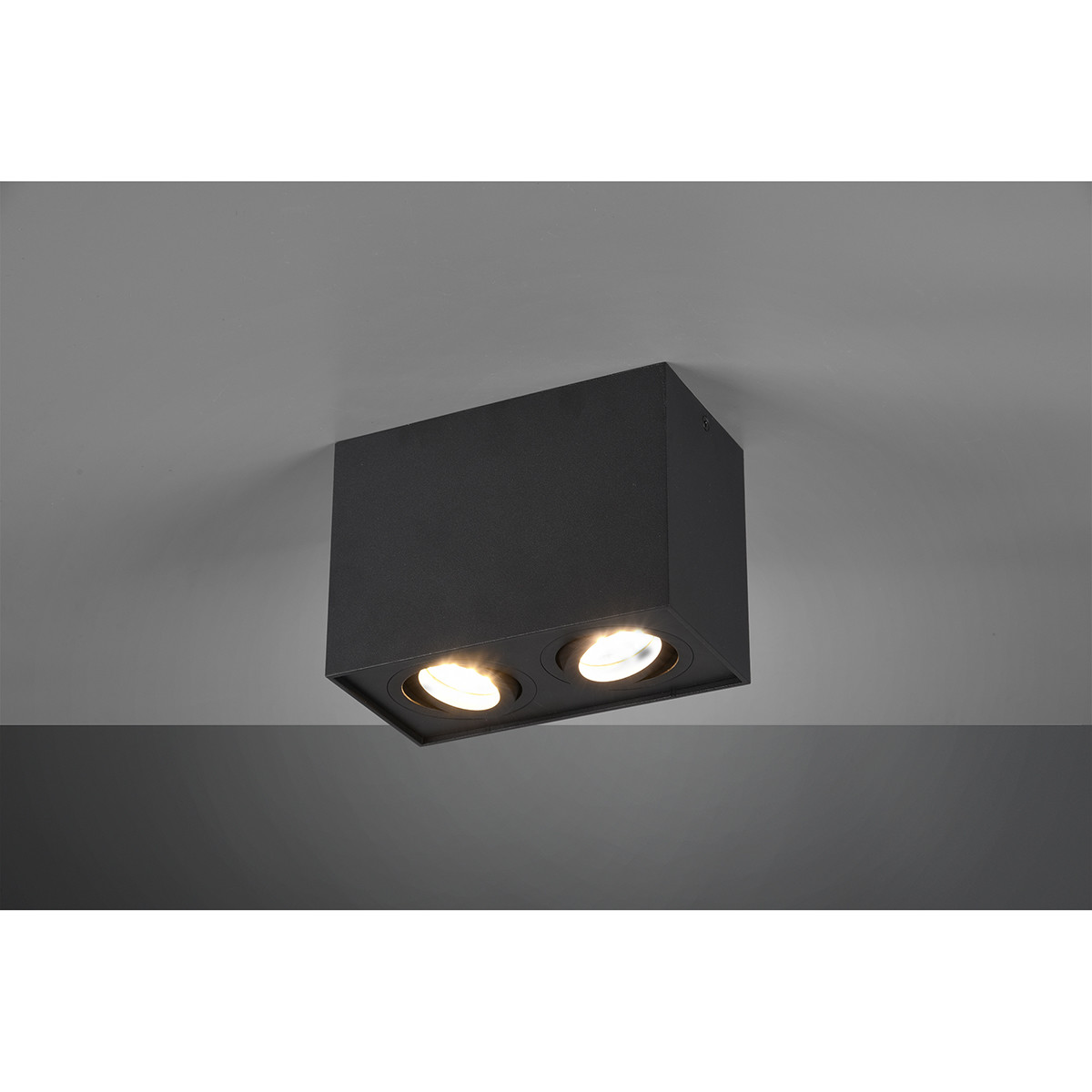 Spot de plafond LED - Trion Bisqy - Douille GU10 - 2-lumières - Rectangle - Mat Noir - Aluminium