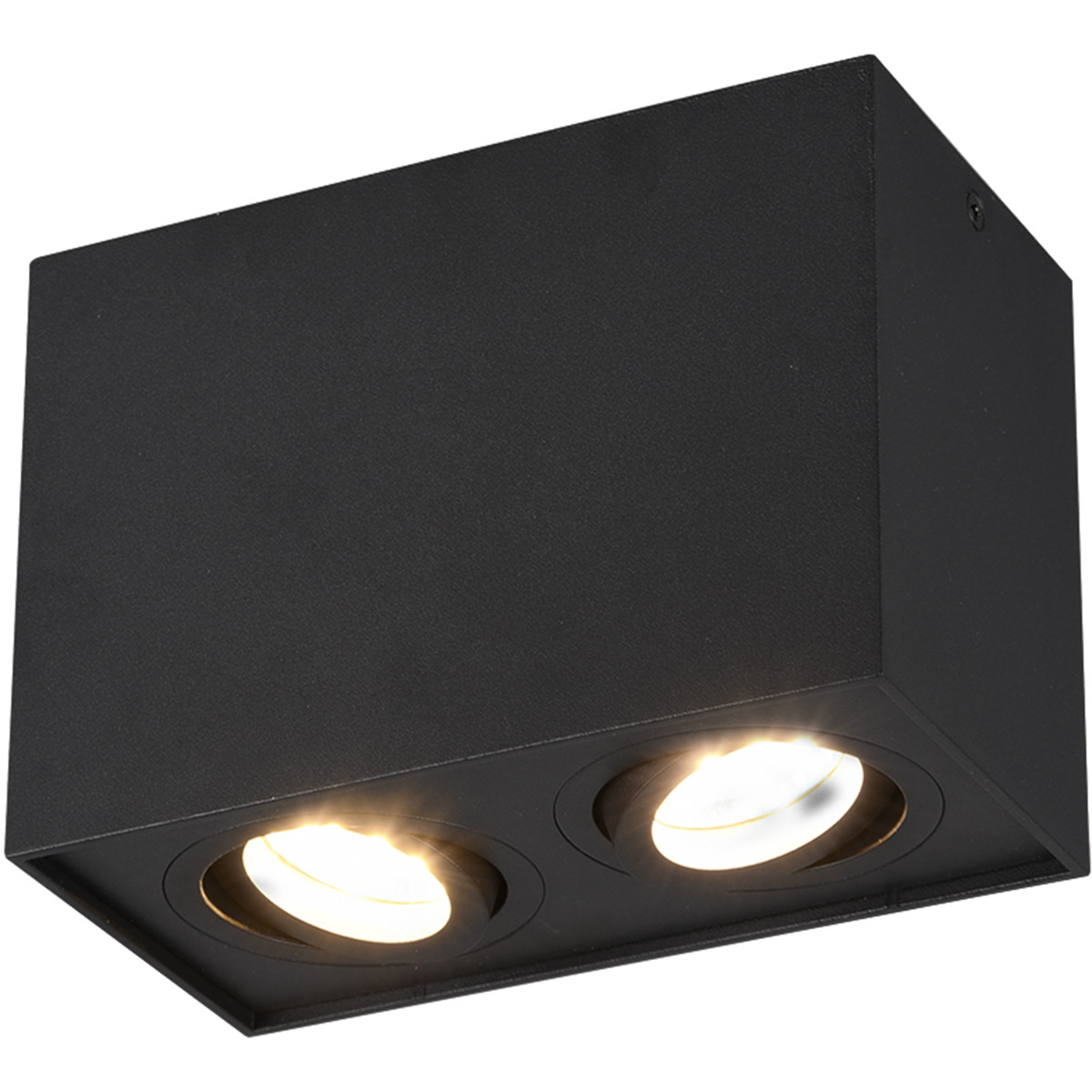 Spot de plafond LED - Trion Bisqy - Douille GU10 - 2-lumières - Rectangle - Mat Noir - Aluminium