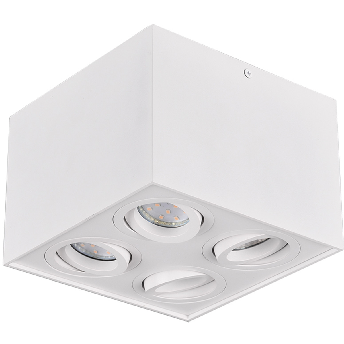 Spot de plafond LED - Trion Bisqy - Douille GU10 - 4-lumières - Carré - Mat Blanc - Aluminium