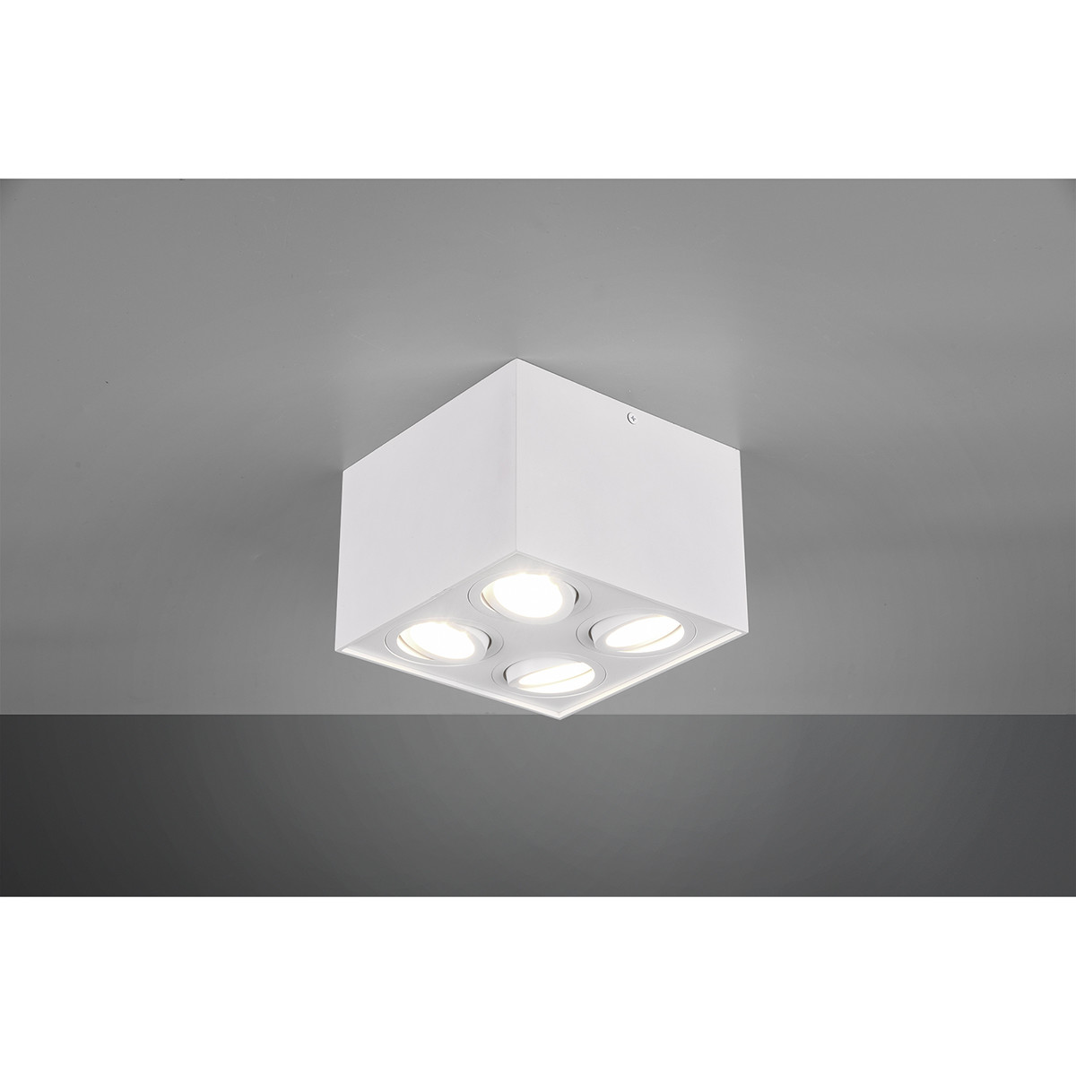 Spot de plafond LED - Trion Bisqy - Douille GU10 - 4-lumières - Carré - Mat Blanc - Aluminium