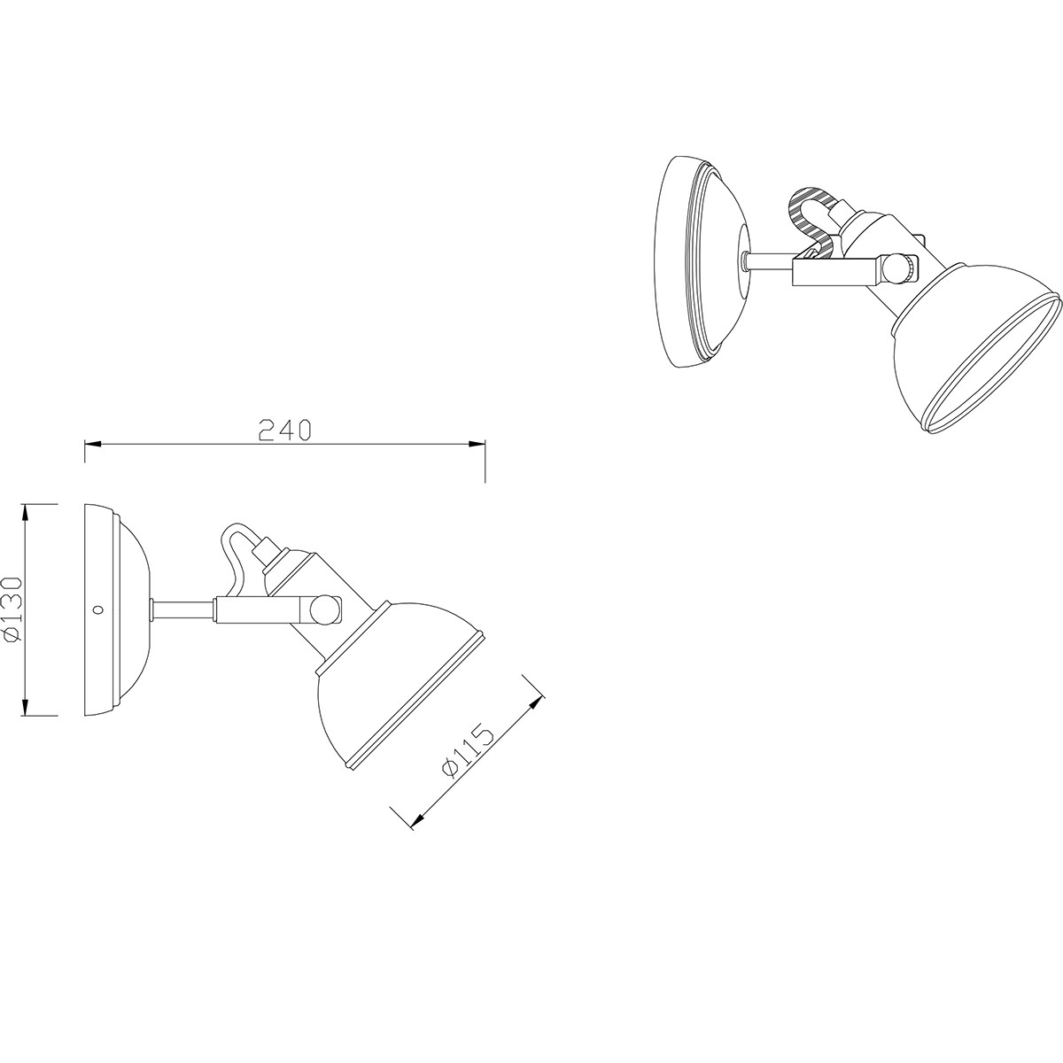 Spot de plafond LED - Trion Gini - Douille E14 - 1-lumière - Rond - Mat Noir - Aluminium