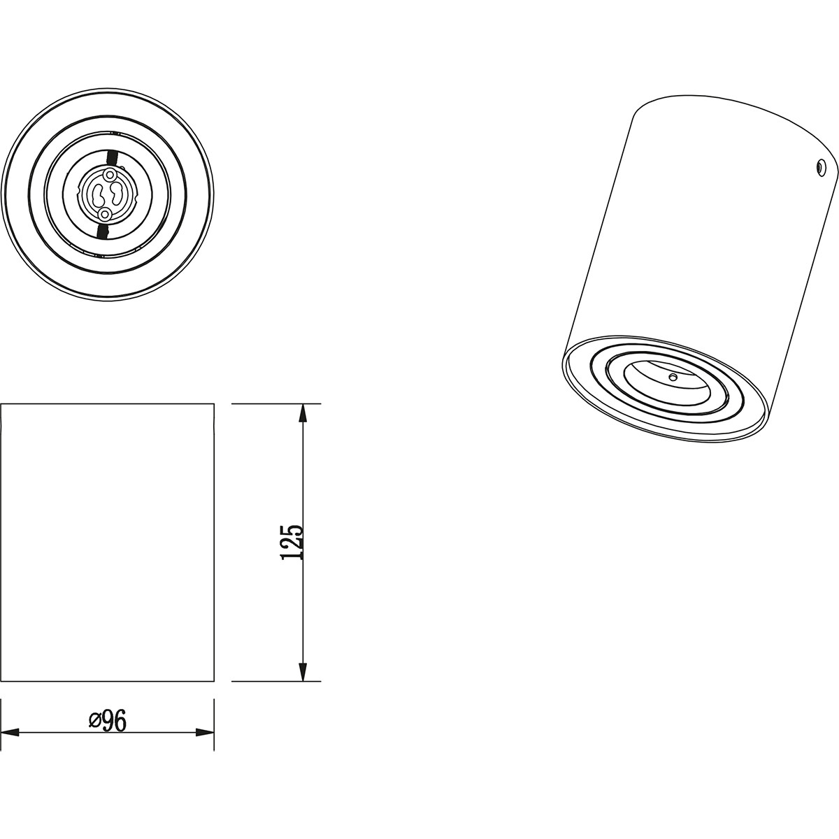 Spot de plafond LED - Trion Cosmin - Douille GU10 - Rond - Mat Blanc - Aluminium