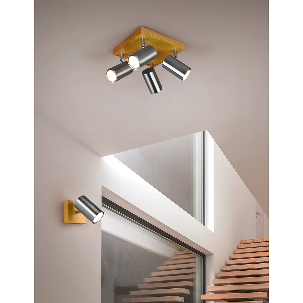 Spot de plafond LED - Trion Milona - Douille GU10 - 1-lumière - Rond - Mat Nickel - Aluminium