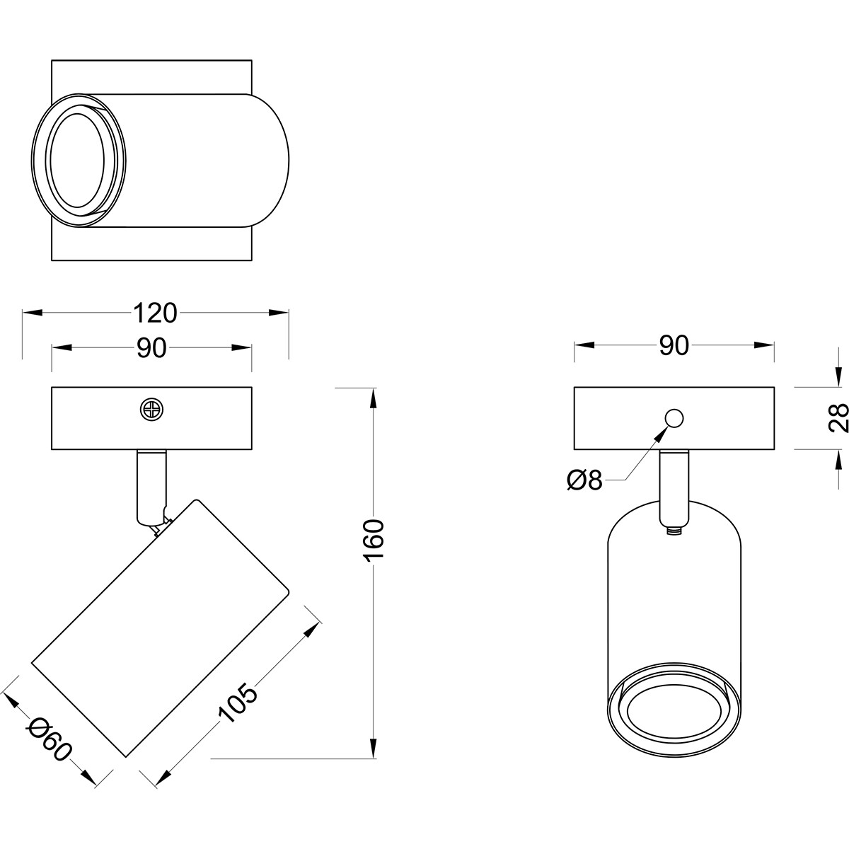 Spot de plafond LED - Trion Milona - Douille GU10 - 1-lumière - Rond - Mat Nickel - Aluminium