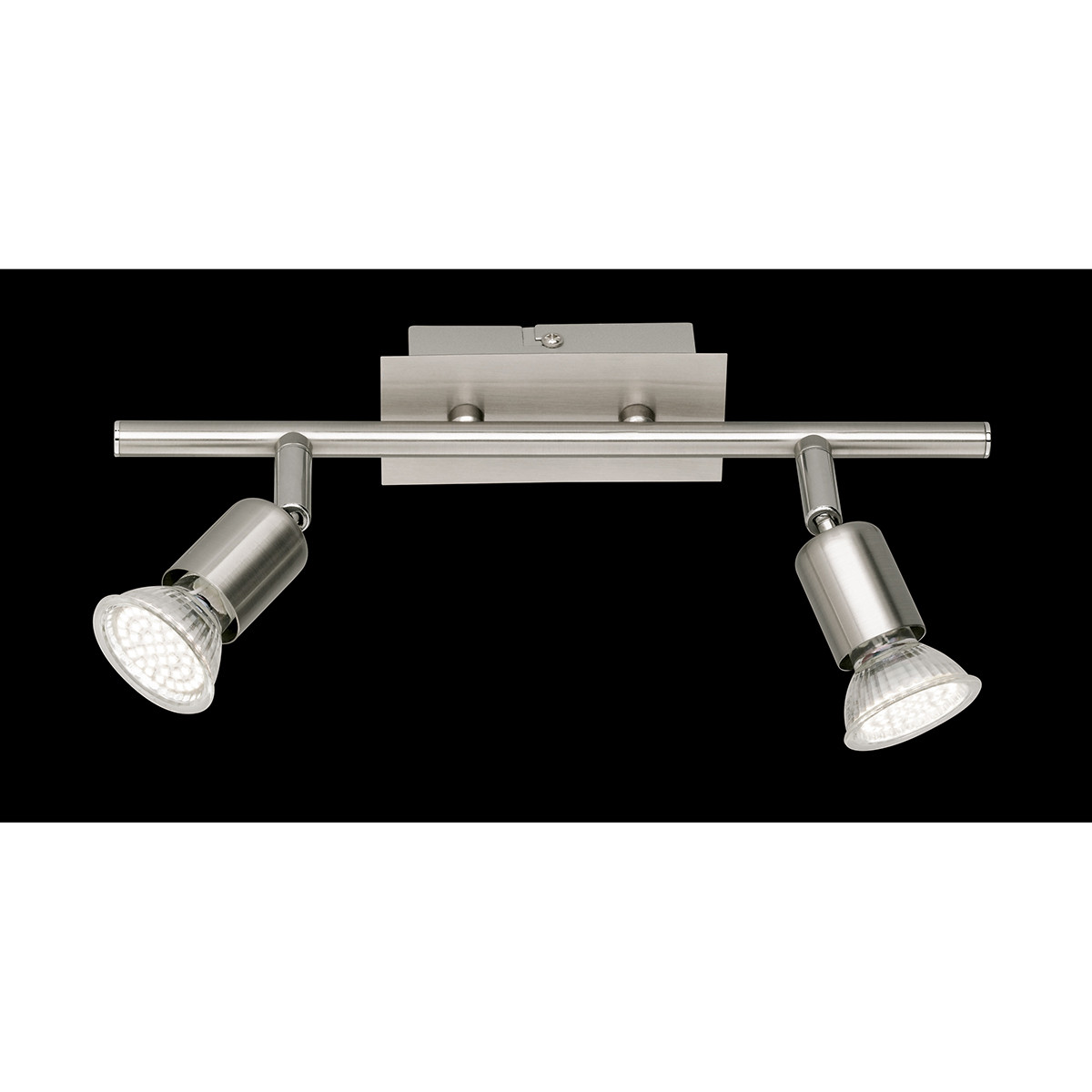 Spot de plafond LED - Trion Nimo - Douille GU10 - 6W - Blanc Chaud 3000K - 2-lumières - Rectangle - Mat Nickel - Aluminium