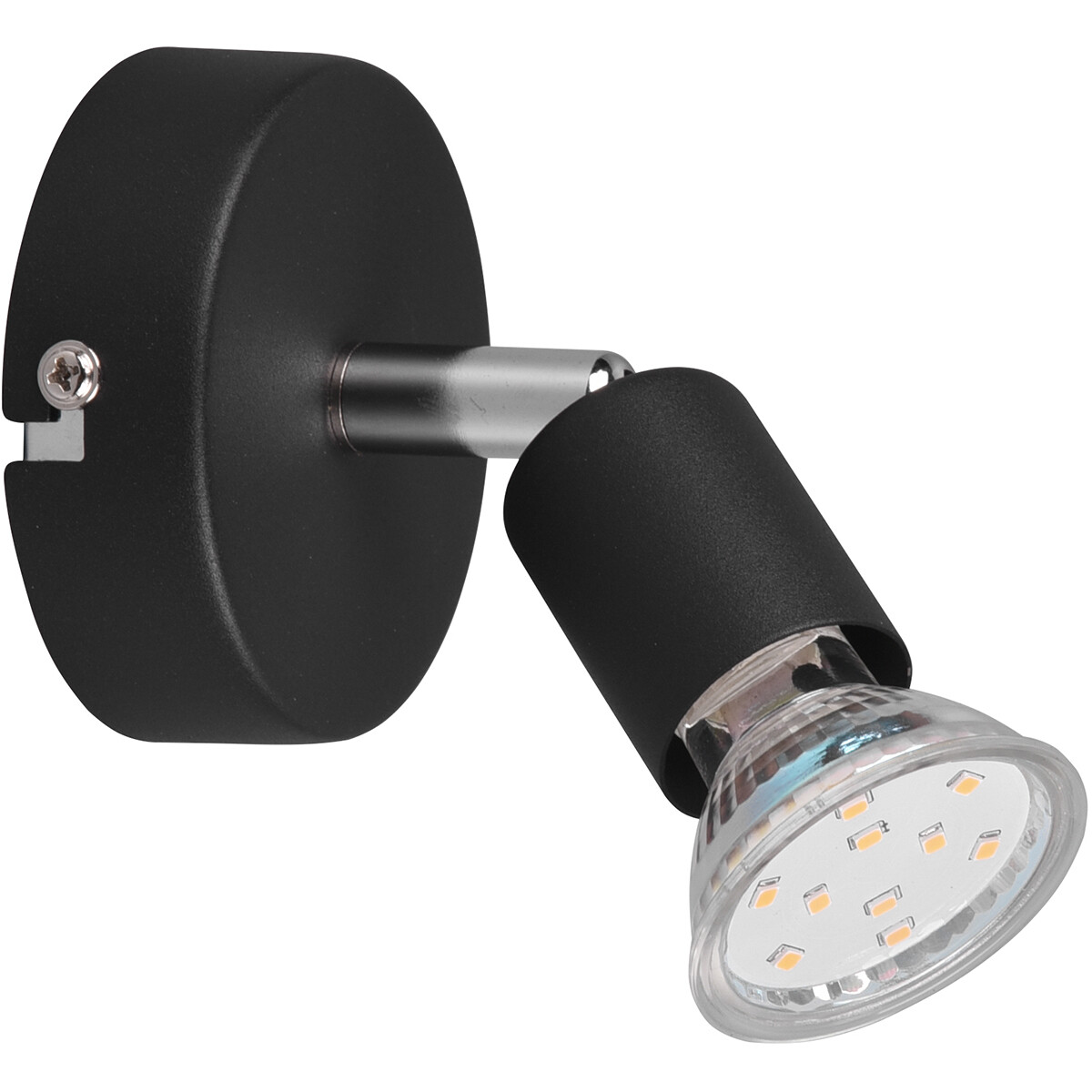 Spot Applique LED - Trion Pamo - Douille GU10 - 1-lumière - Rond - Mat Noir - Aluminium