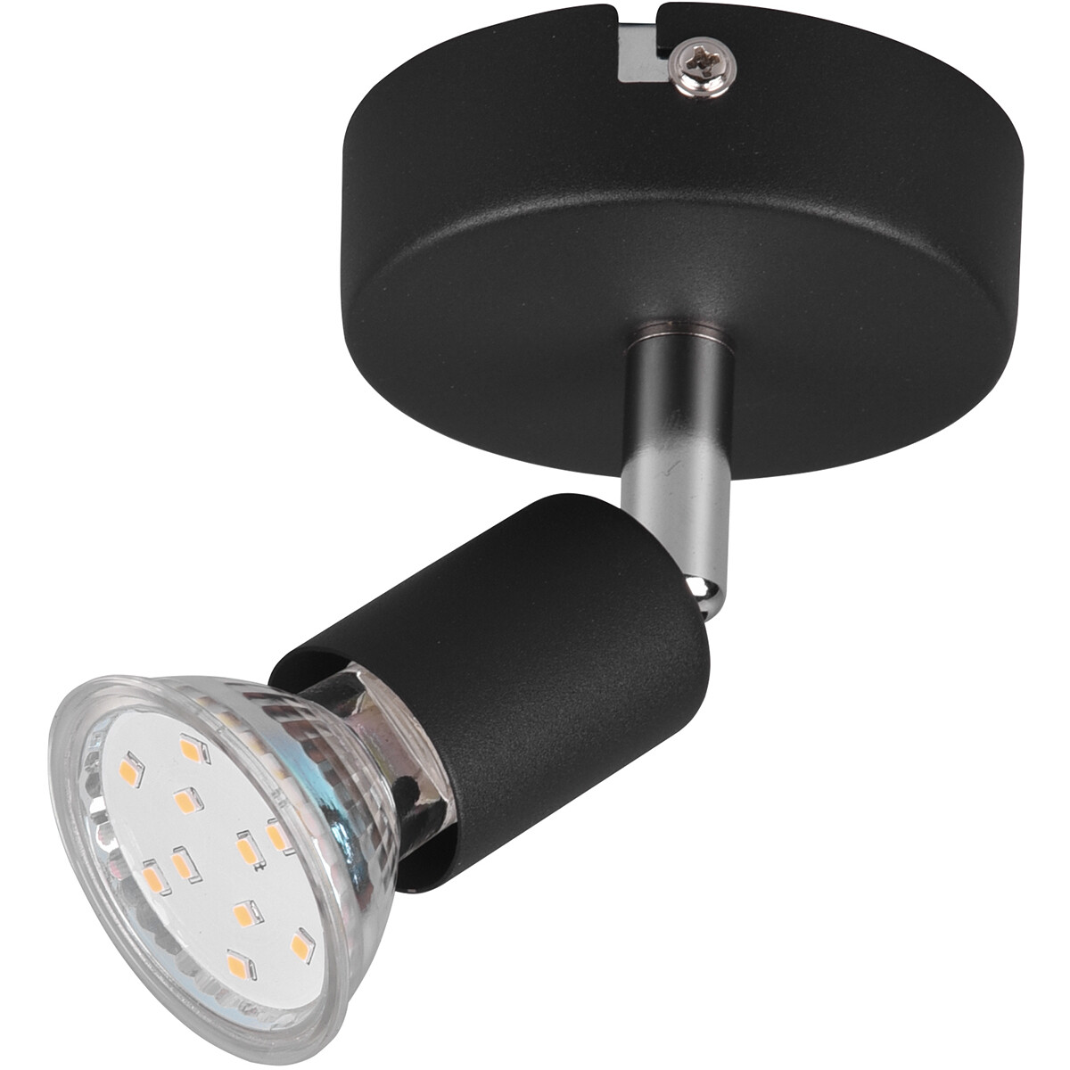 Spot Applique LED - Trion Pamo - Douille GU10 - 1-lumière - Rond - Mat Noir - Aluminium