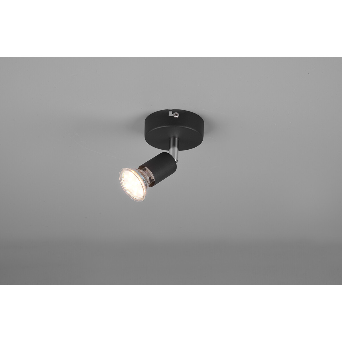 Spot Applique LED - Trion Pamo - Douille GU10 - 1-lumière - Rond - Mat Noir - Aluminium