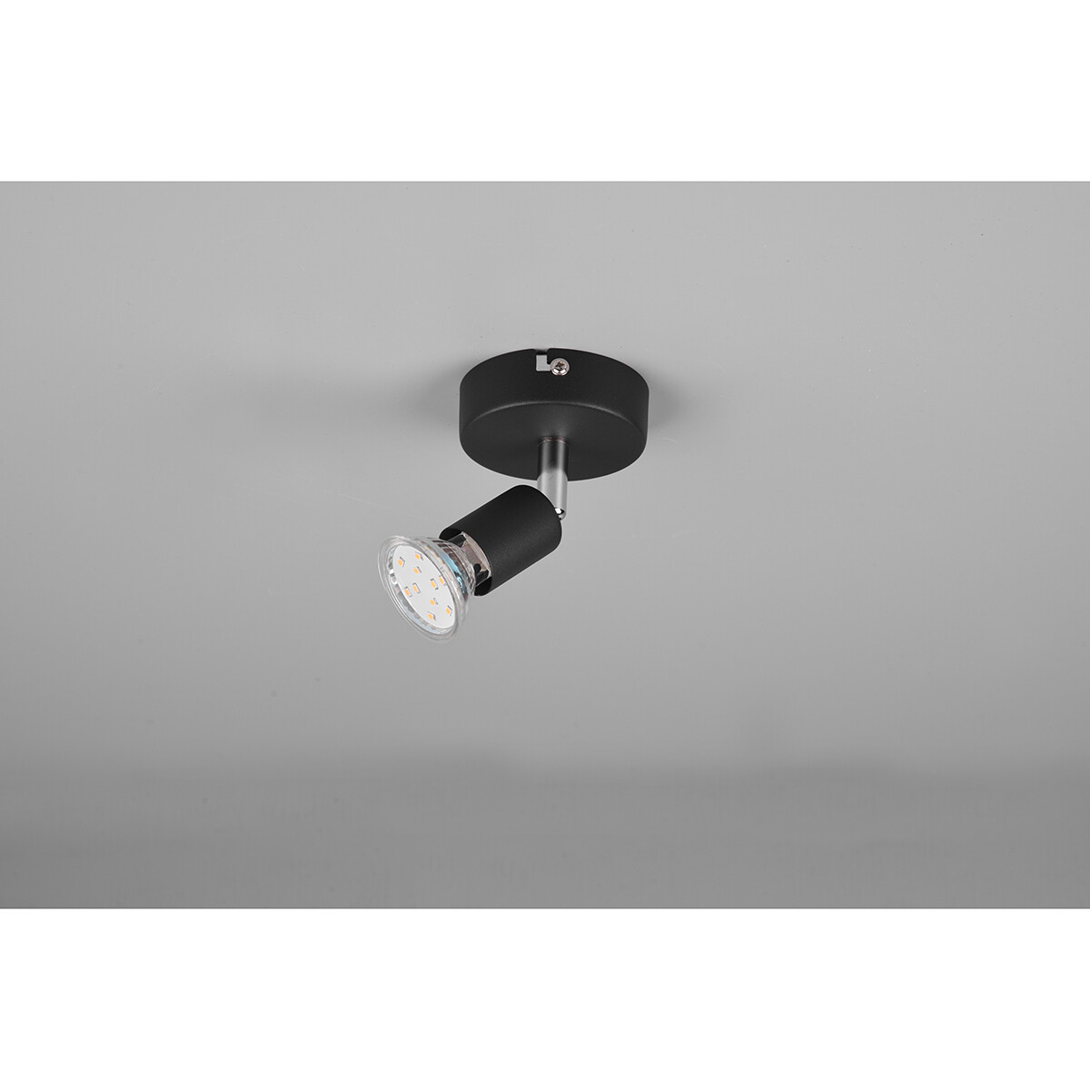 Spot Applique LED - Trion Pamo - Douille GU10 - 1-lumière - Rond - Mat Noir - Aluminium