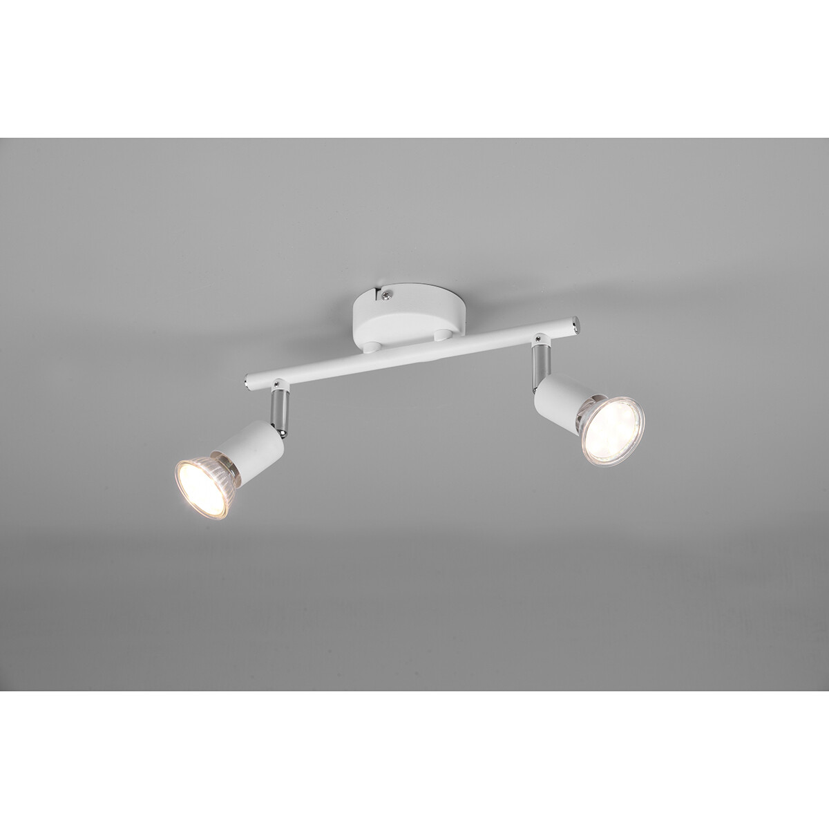 Spot de plafond LED - Trion Pamo - Douille GU10 - 2-lumières - Rond - Mat Blanc - Aluminium