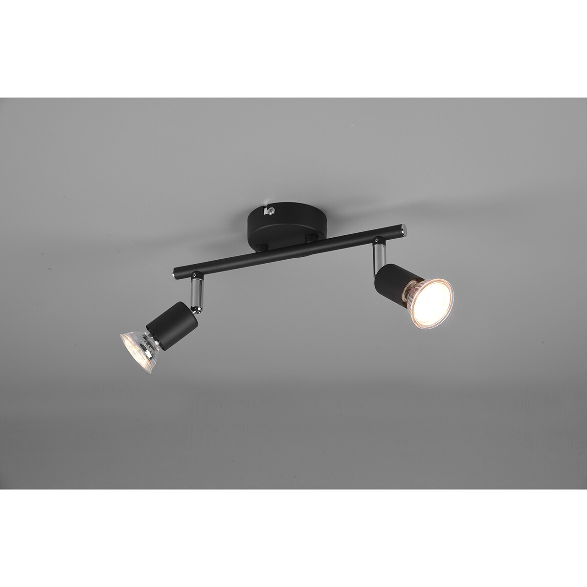 Spot de plafond LED - Trion Pamo - Douille GU10 - 2-lumières - Rond - Mat Noir - Aluminium