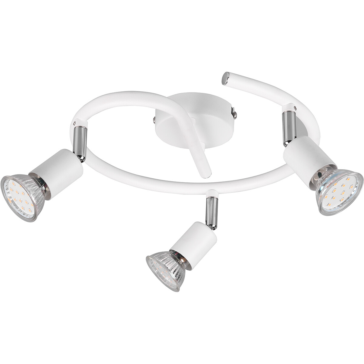 Spot de plafond LED - Trion Pamo - Douille GU10 - 3-lumières - Rond - Mat Blanc - Aluminium