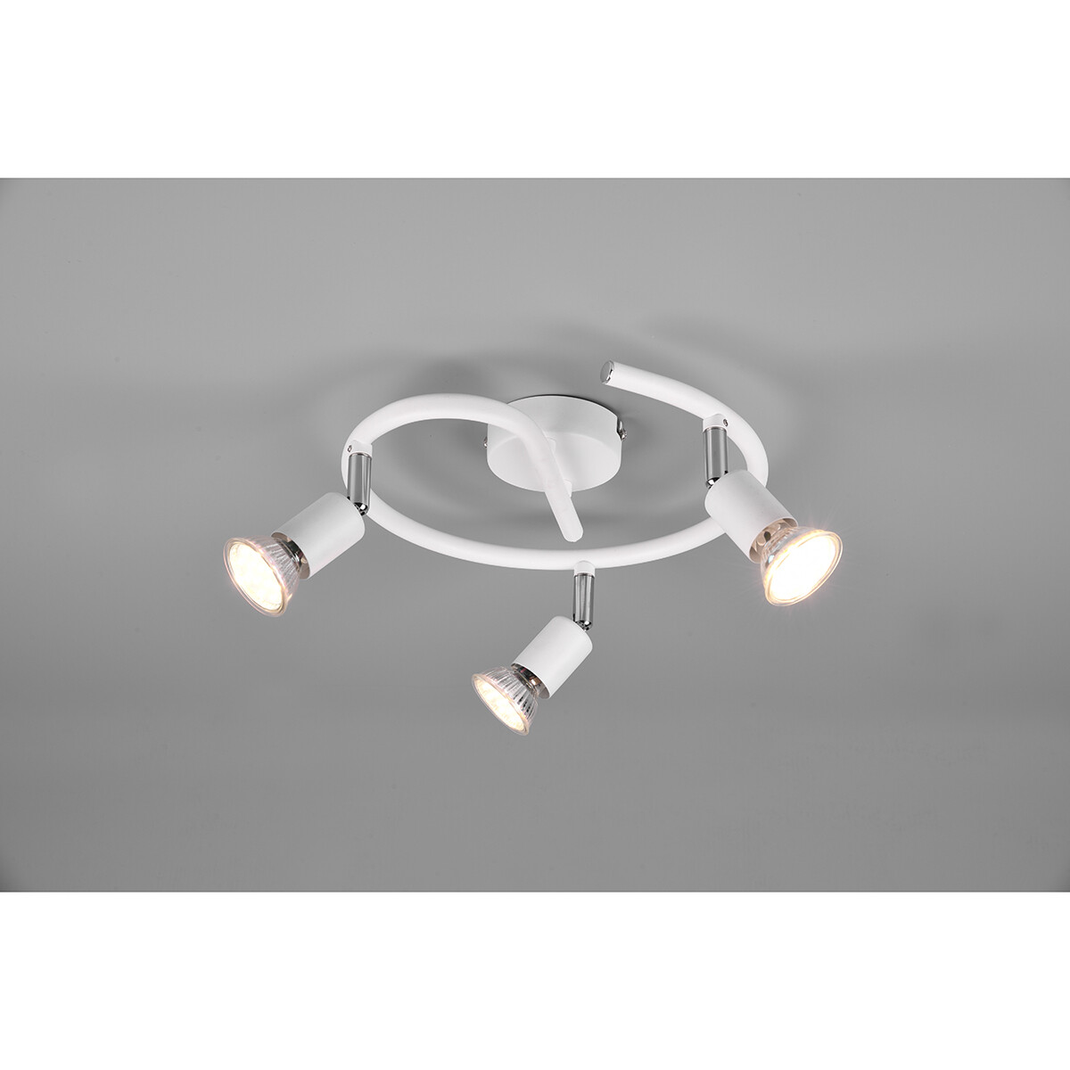 Spot de plafond LED - Trion Pamo - Douille GU10 - 3-lumières - Rond - Mat Blanc - Aluminium