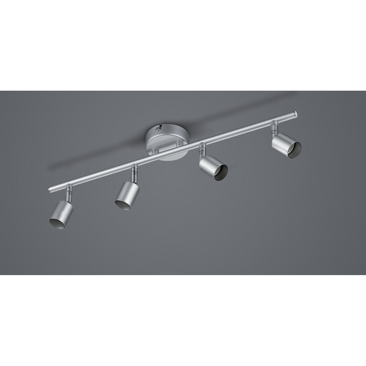 Spot de plafond LED - Trion Pamo - Douille GU10 - 4-lumières - Rectangle - Mat Titane - Aluminium