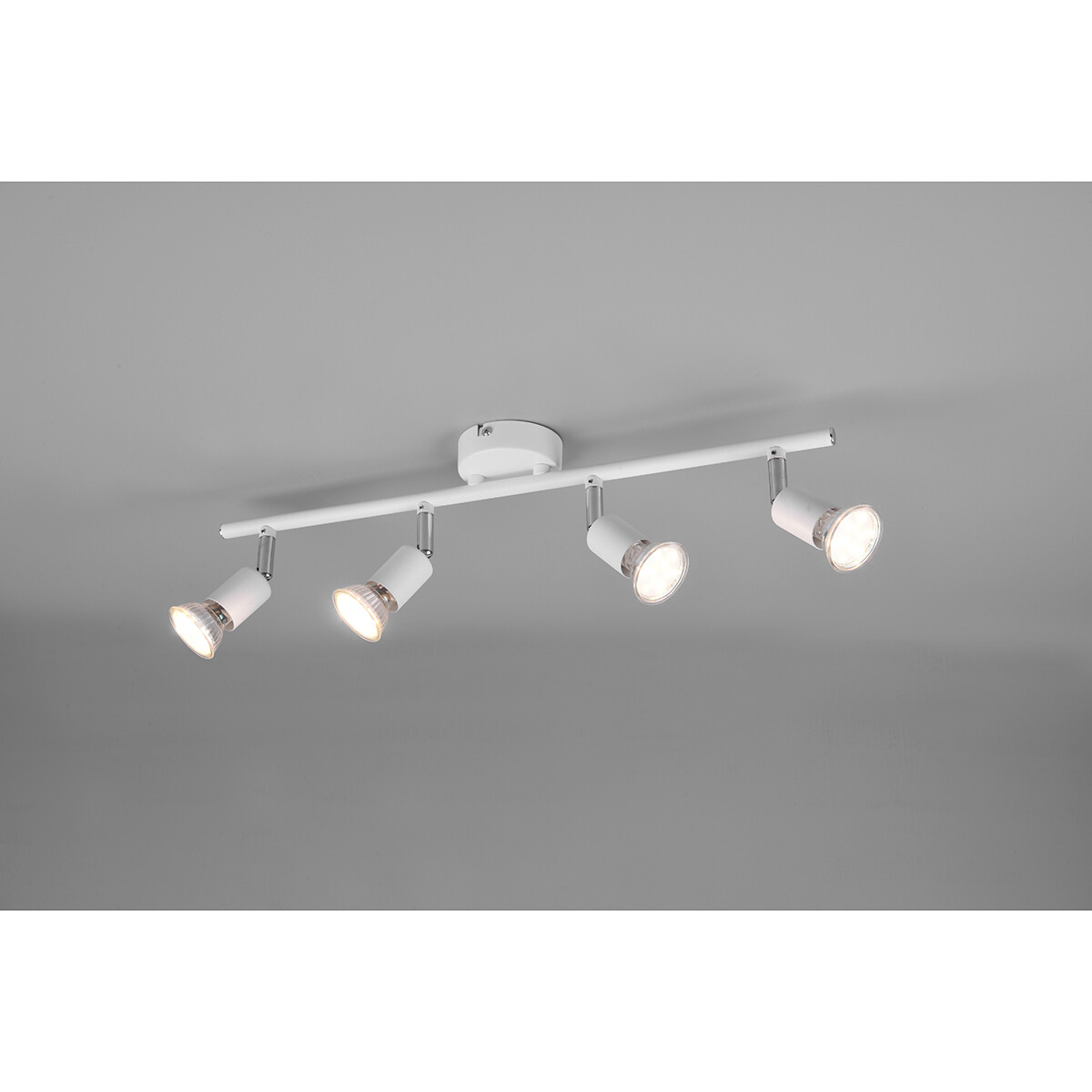 Spot de plafond LED - Trion Pamo - Douille GU10 - 4-lumières - Rond - Mat Blanc - Aluminium