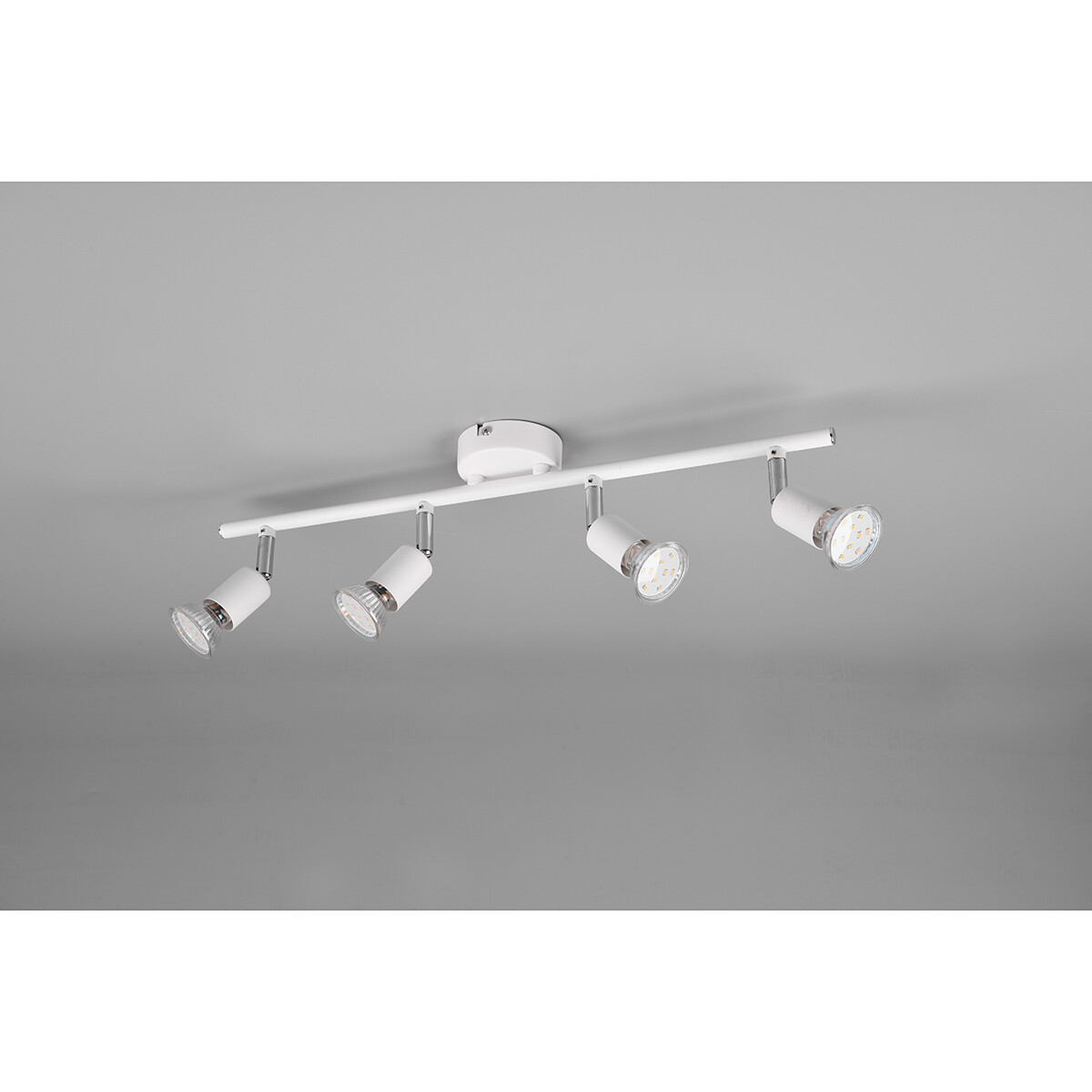 Spot de plafond LED - Trion Pamo - Douille GU10 - 4-lumières - Rond - Mat Blanc - Aluminium