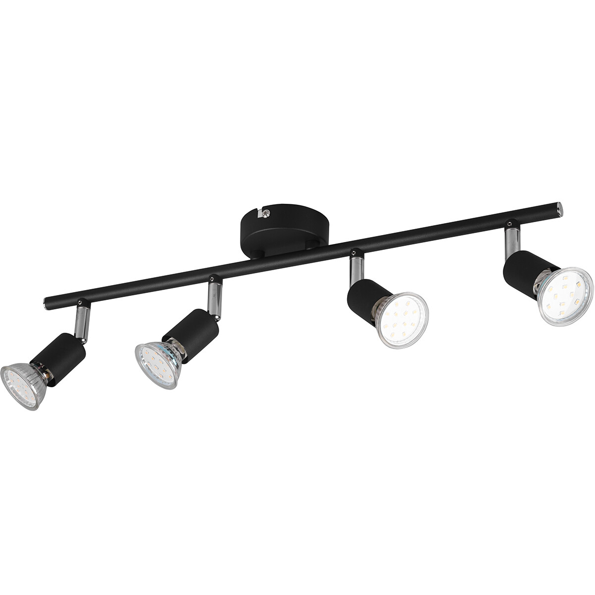 Spot de plafond LED - Trion Pamo - Douille GU10 - 4-lumières - Rond - Mat Noir - Aluminium