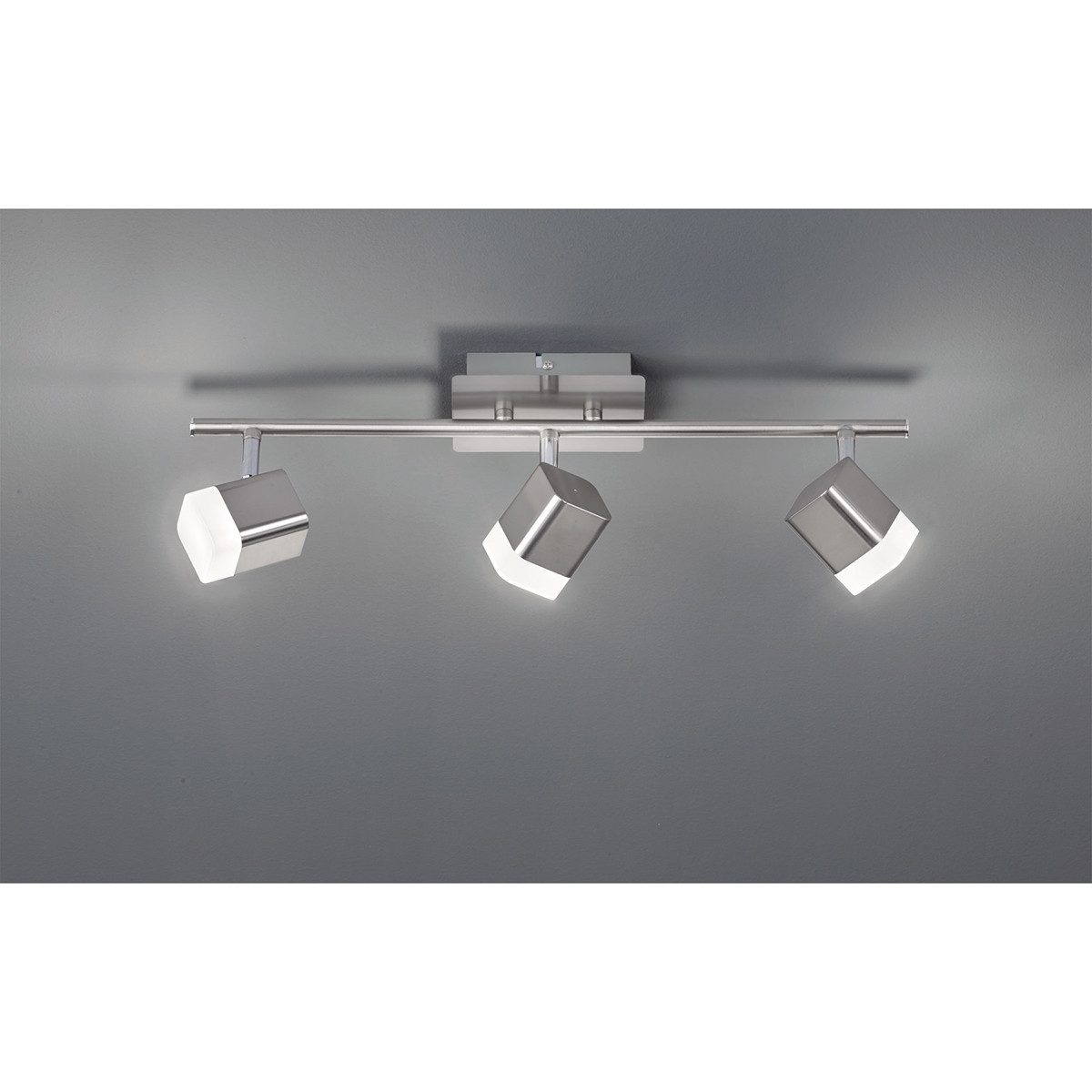 Spot de plafond LED - Trion Ribon - 12W - Blanc Chaud 3000K - 3-lumières - Rectangle - Mat Nickel - Aluminium