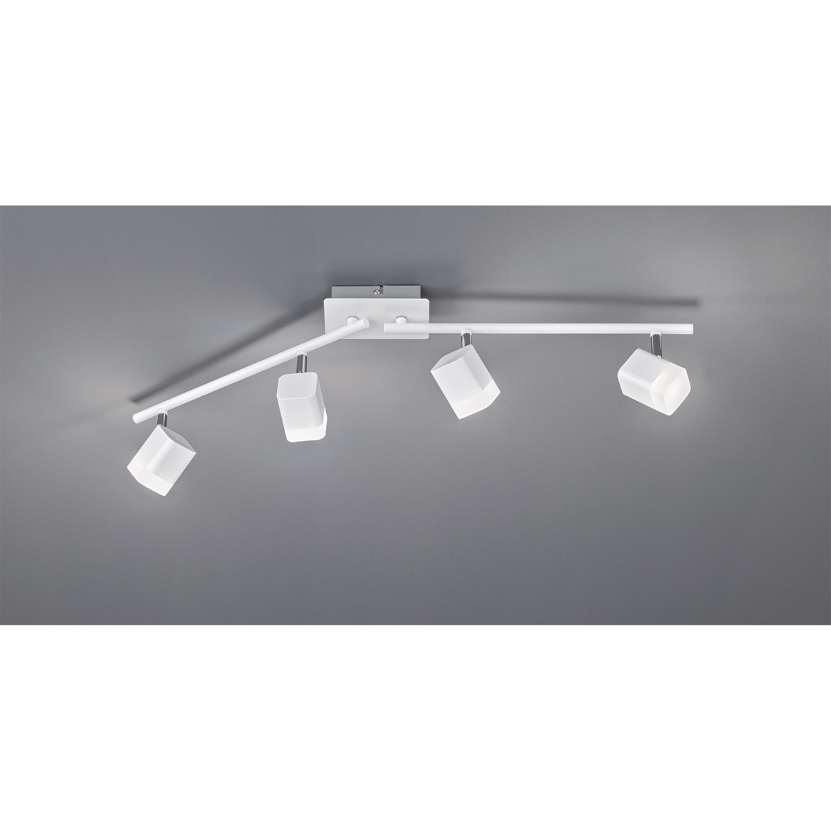 Spot de plafond LED - Trion Ribon - 16W - Blanc Chaud 3000K - 4-lumières - Rectangle - Mat Blanc - Aluminium