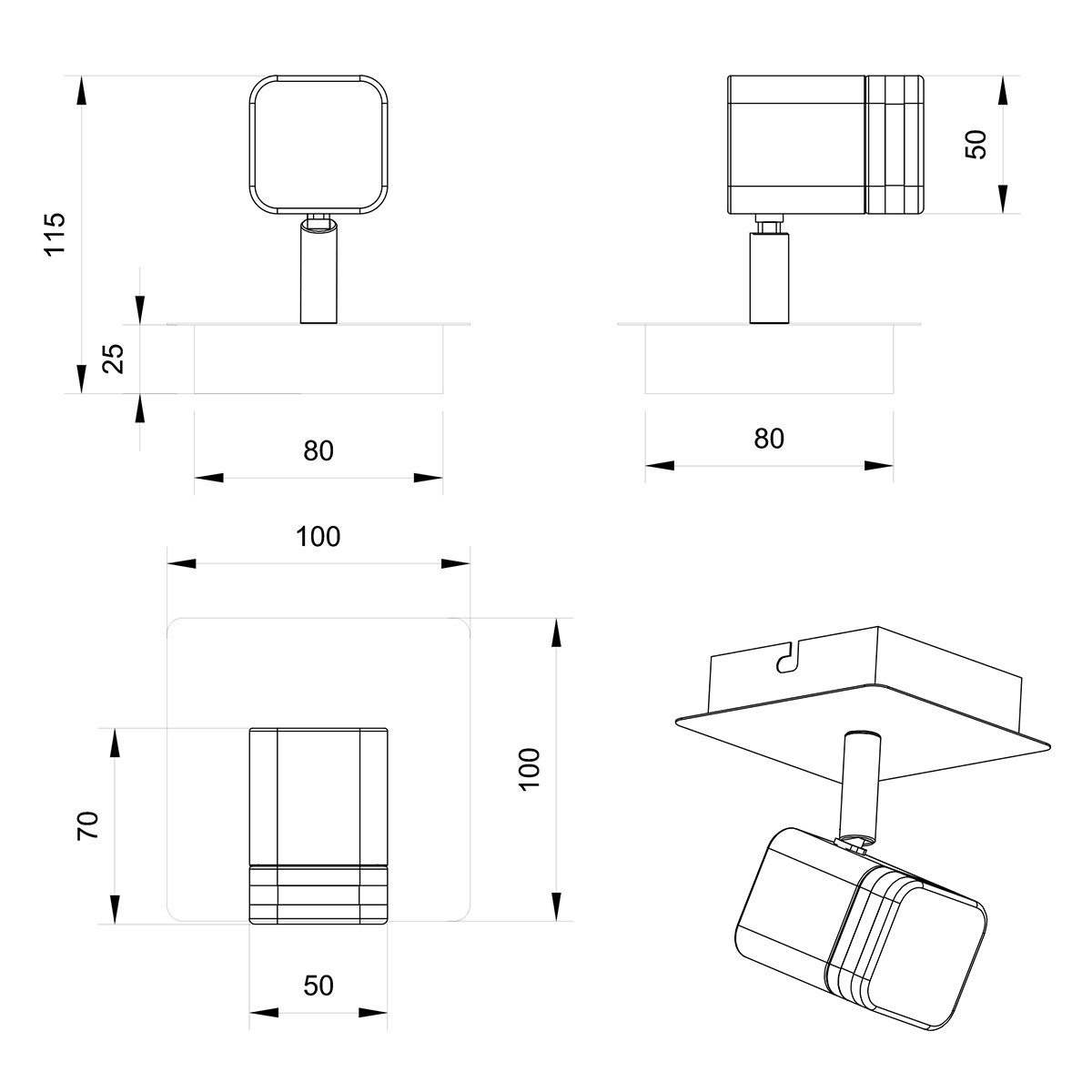 Spot Applique LED - Éclairage mural - Trion Ribon - 4W - Blanc Chaud 3000K - 1-lumière - Rond - Mat Blanc - Aluminium