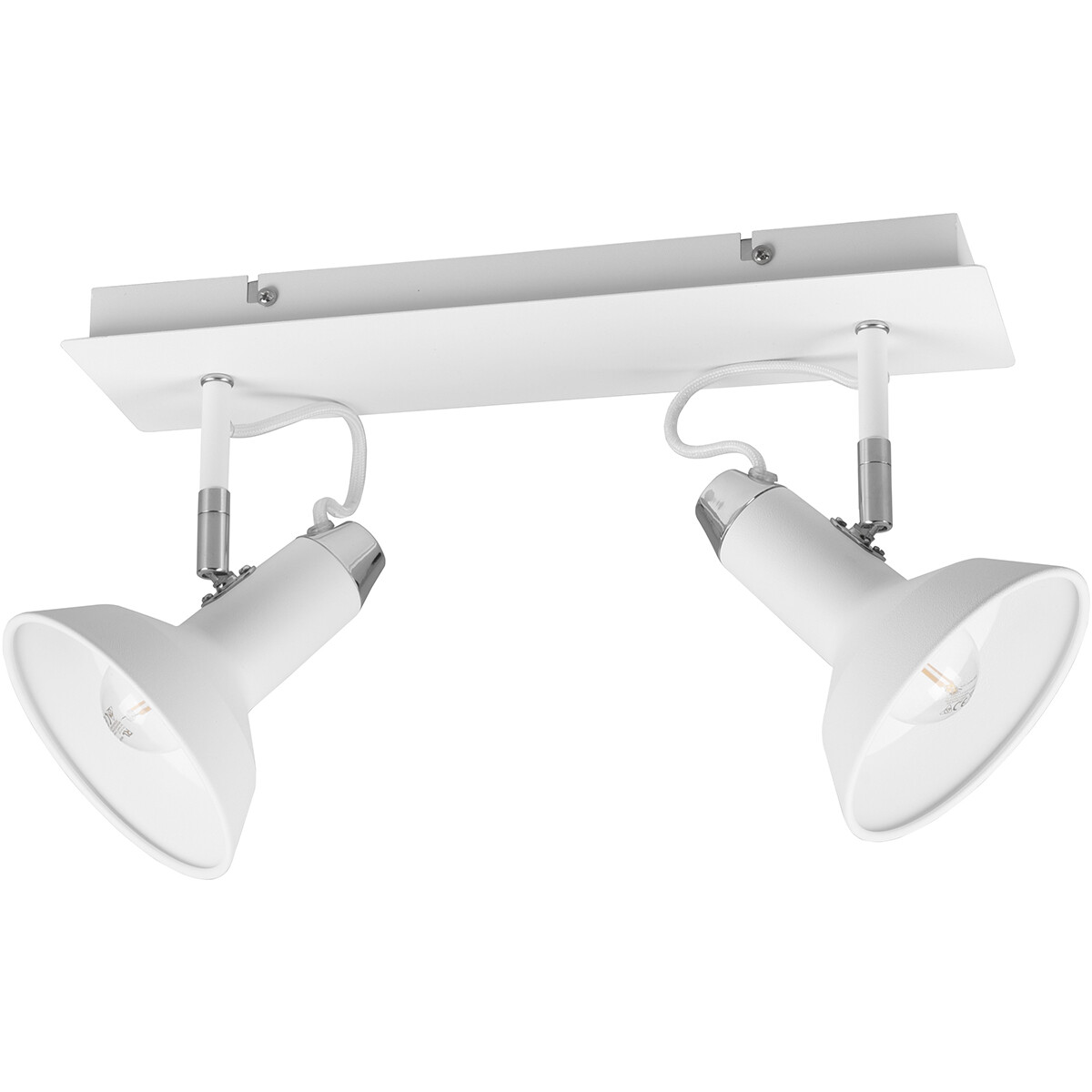 Spot de plafond LED - Trion Rollo - Douille E14 - 2-lumières - Rectangle - Mat Blanc - Aluminium