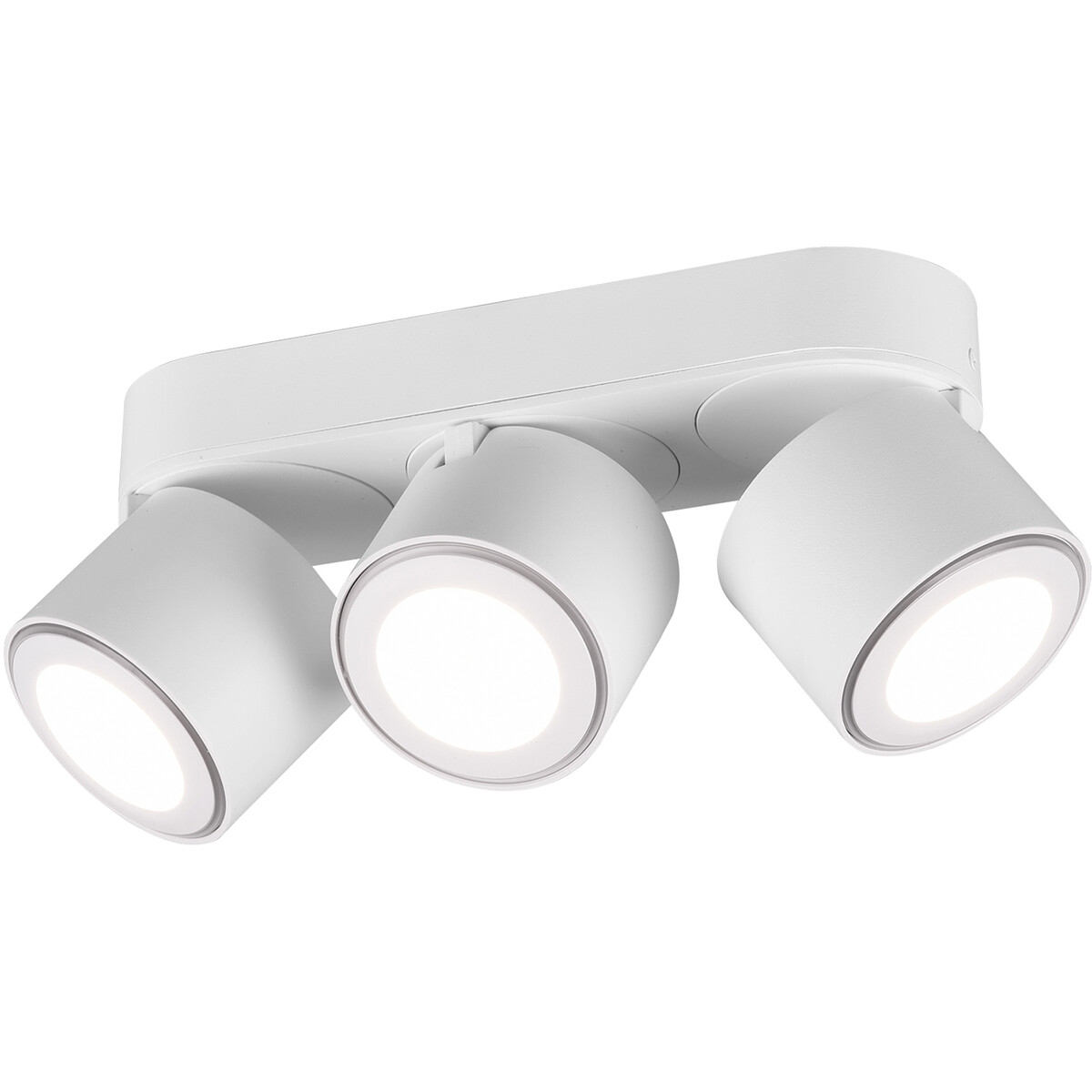 Spot de plafond LED - Trion Tarus - 12W - Blanc Chaud 3000K - 3-lumières - Rond - Mat Blanc - Aluminium