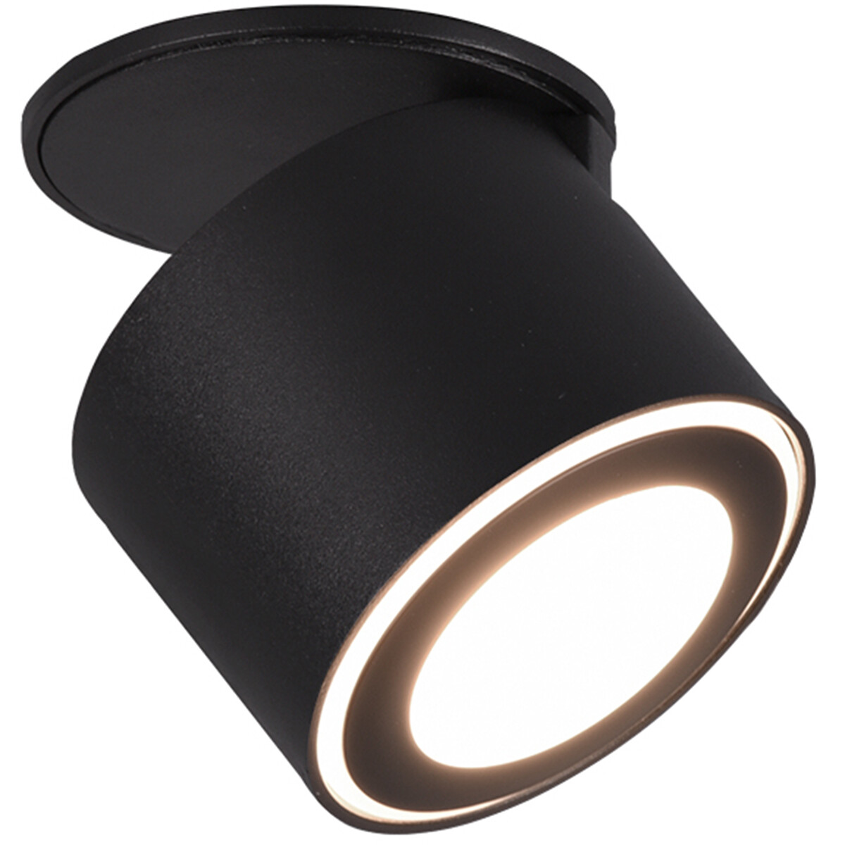 Spot de plafond LED - Trion Tarus - 4W - Blanc Chaud 3000K - 1-lumière - Rond - Mat Noir - Aluminium