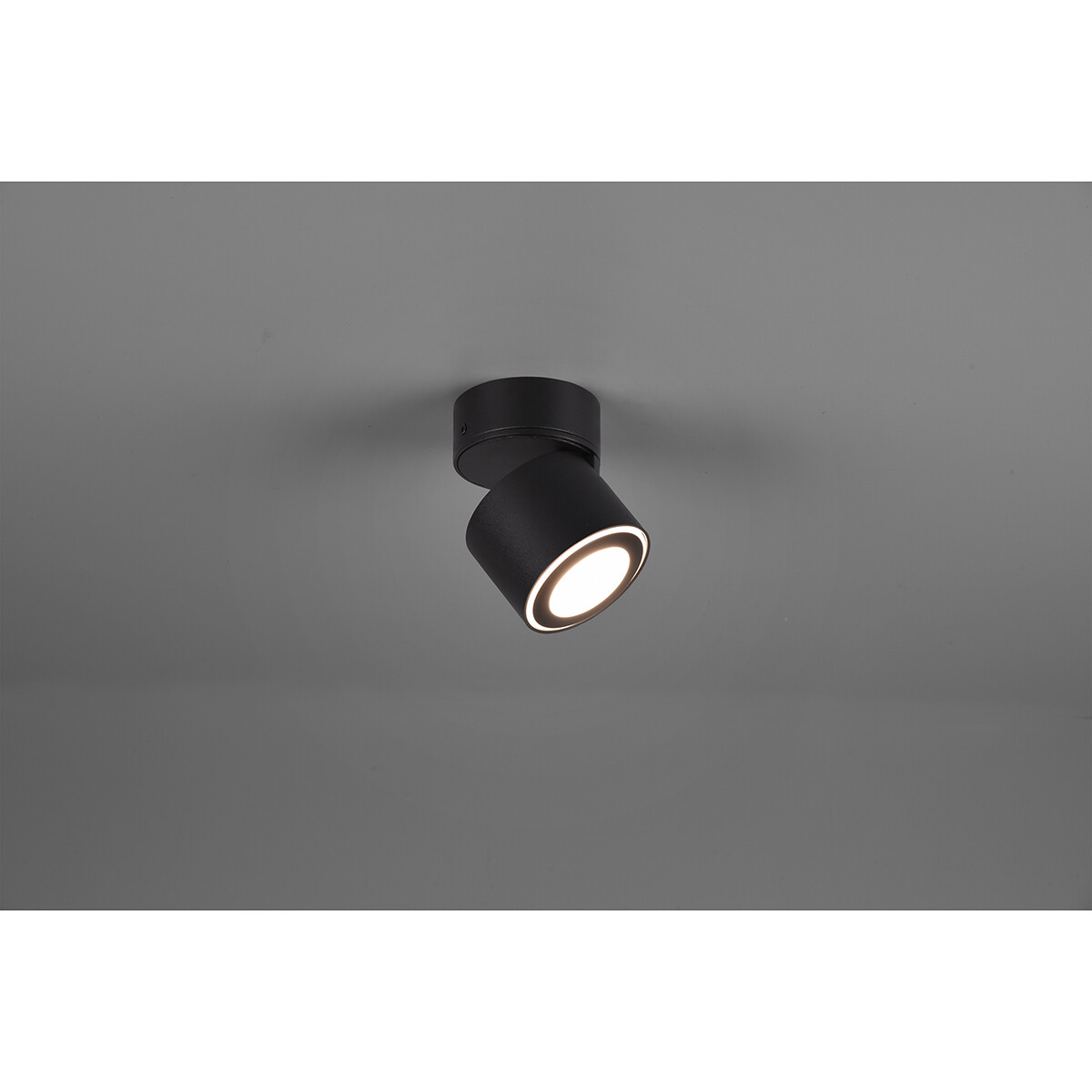 Spot de plafond LED - Trion Tarus - 4W - Blanc Chaud 3000K - 1-lumière - Rond - Mat Noir - Aluminium