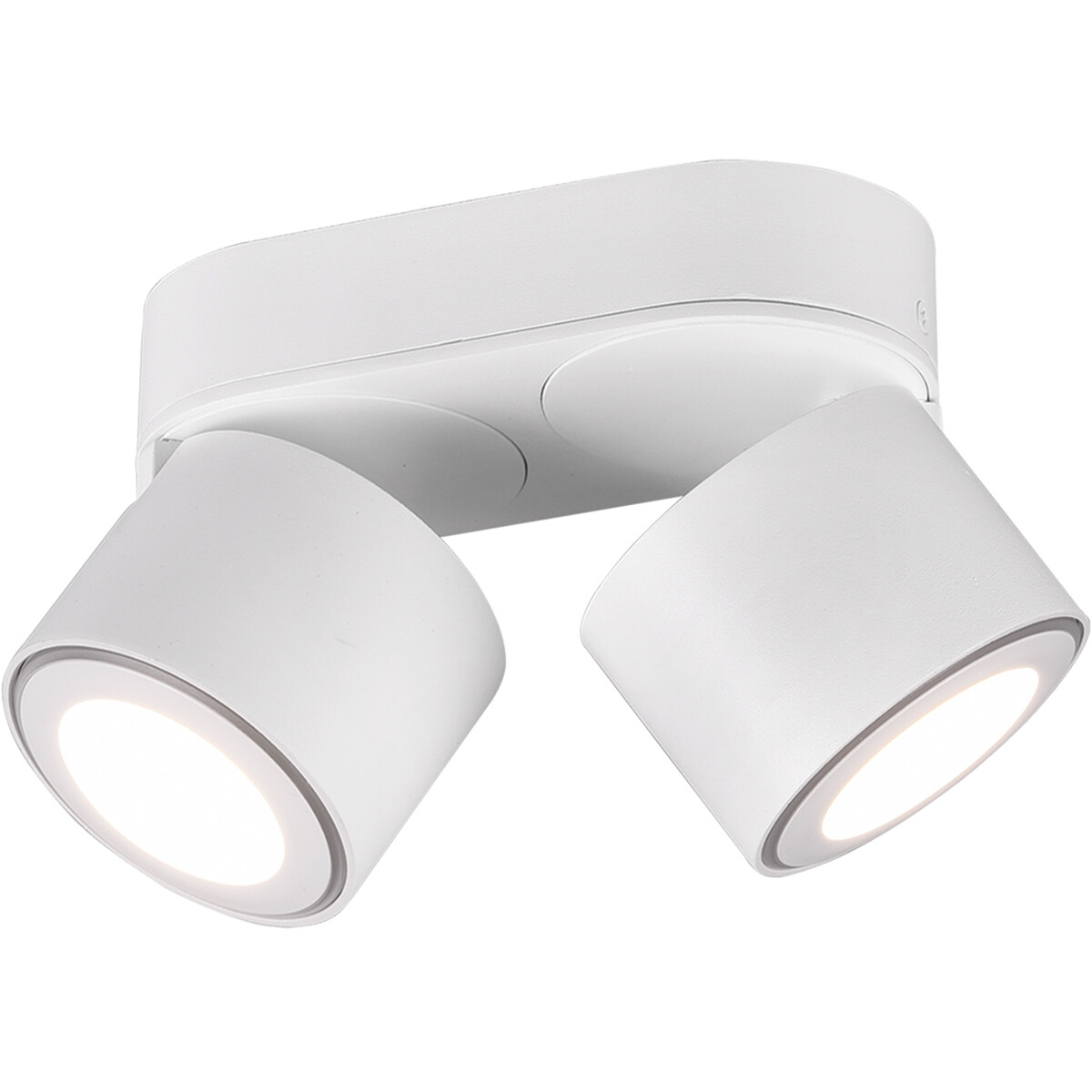 Spot de plafond LED - Trion Tarus - 8W - Blanc Chaud 3000K - 2-lumières - Rond - Mat Blanc - Aluminium