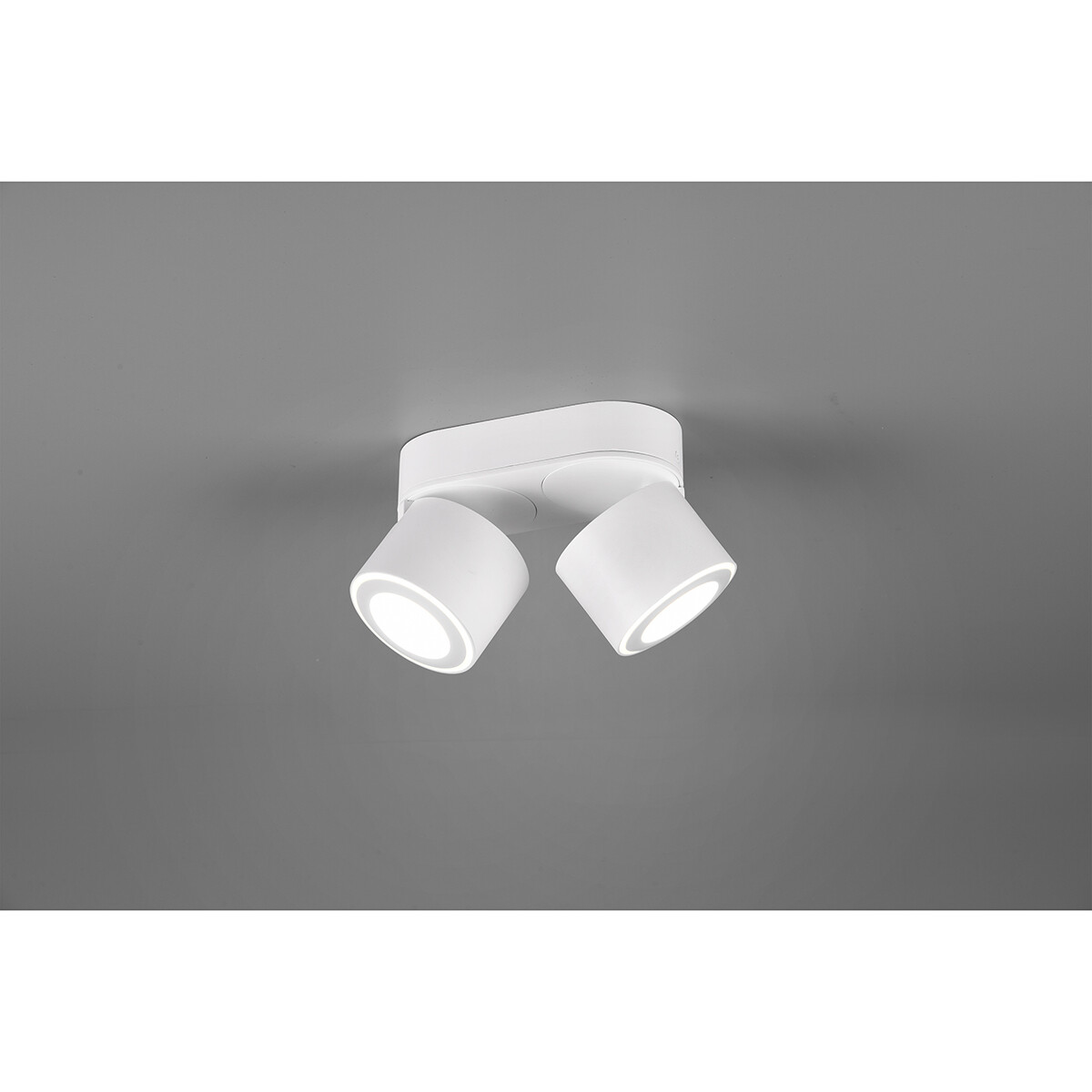 Spot de plafond LED - Trion Tarus - 8W - Blanc Chaud 3000K - 2-lumières - Rond - Mat Blanc - Aluminium